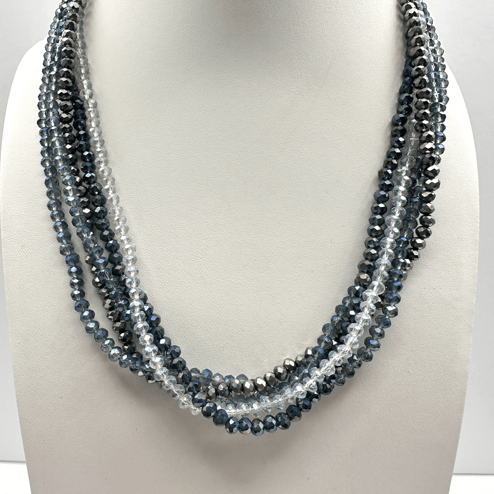 Vintage Y2K Multi-Strand Faceted Glass Beaded Necklace Statement Women's Jewelry - Image 1