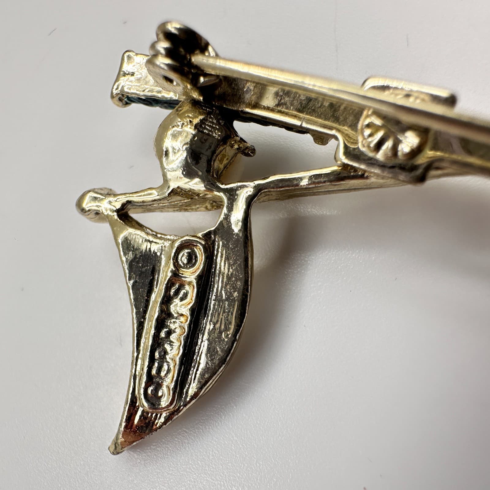 Vintage 90s Gerry's Golf Club Flag Brooch Pin Gold Tone Amber Rhinestone Jewelry - Thumbnail 6