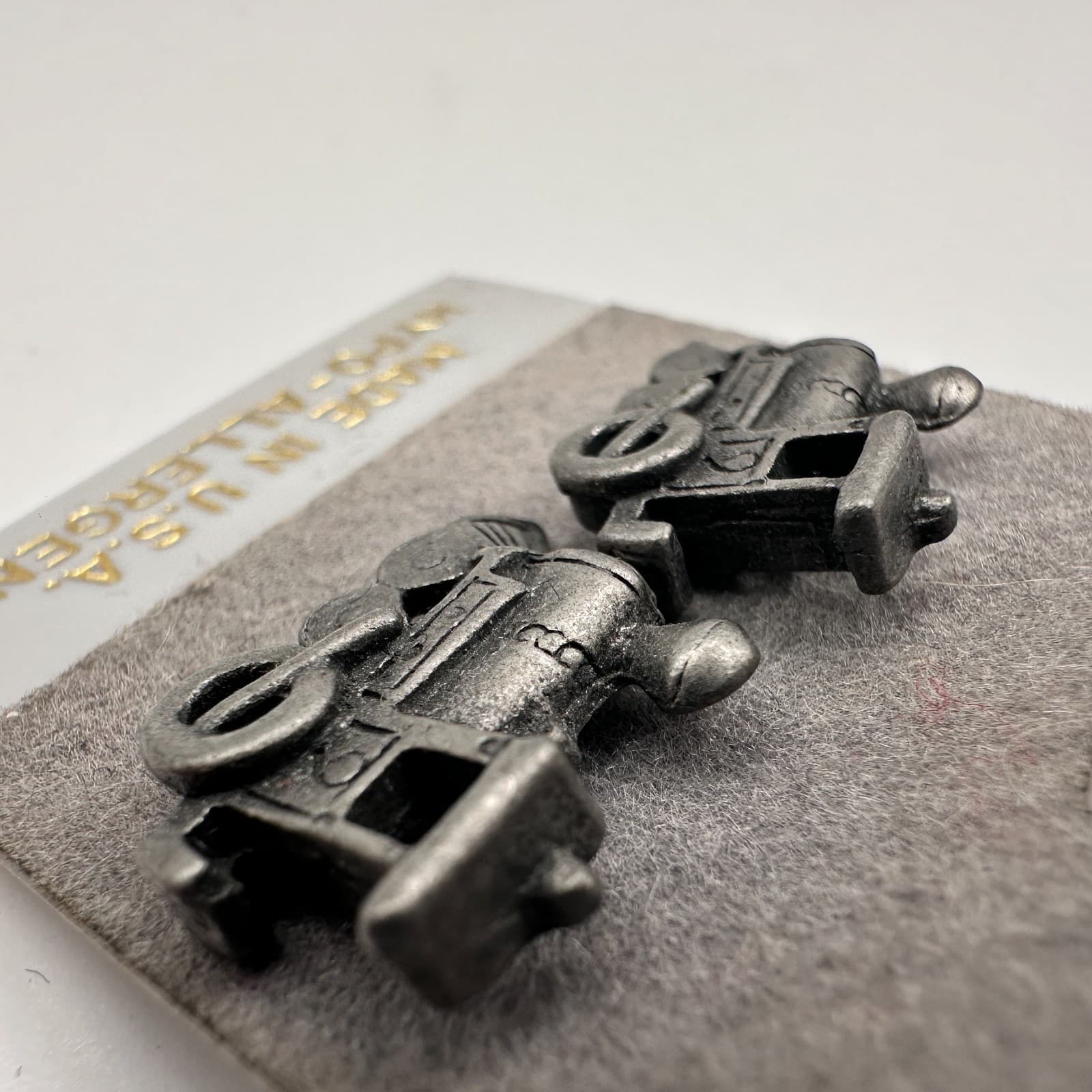 Vintage 90s Silver Tone Steam Locomotive Train Stud Earrings Women's Jewelry - Thumbnail 5