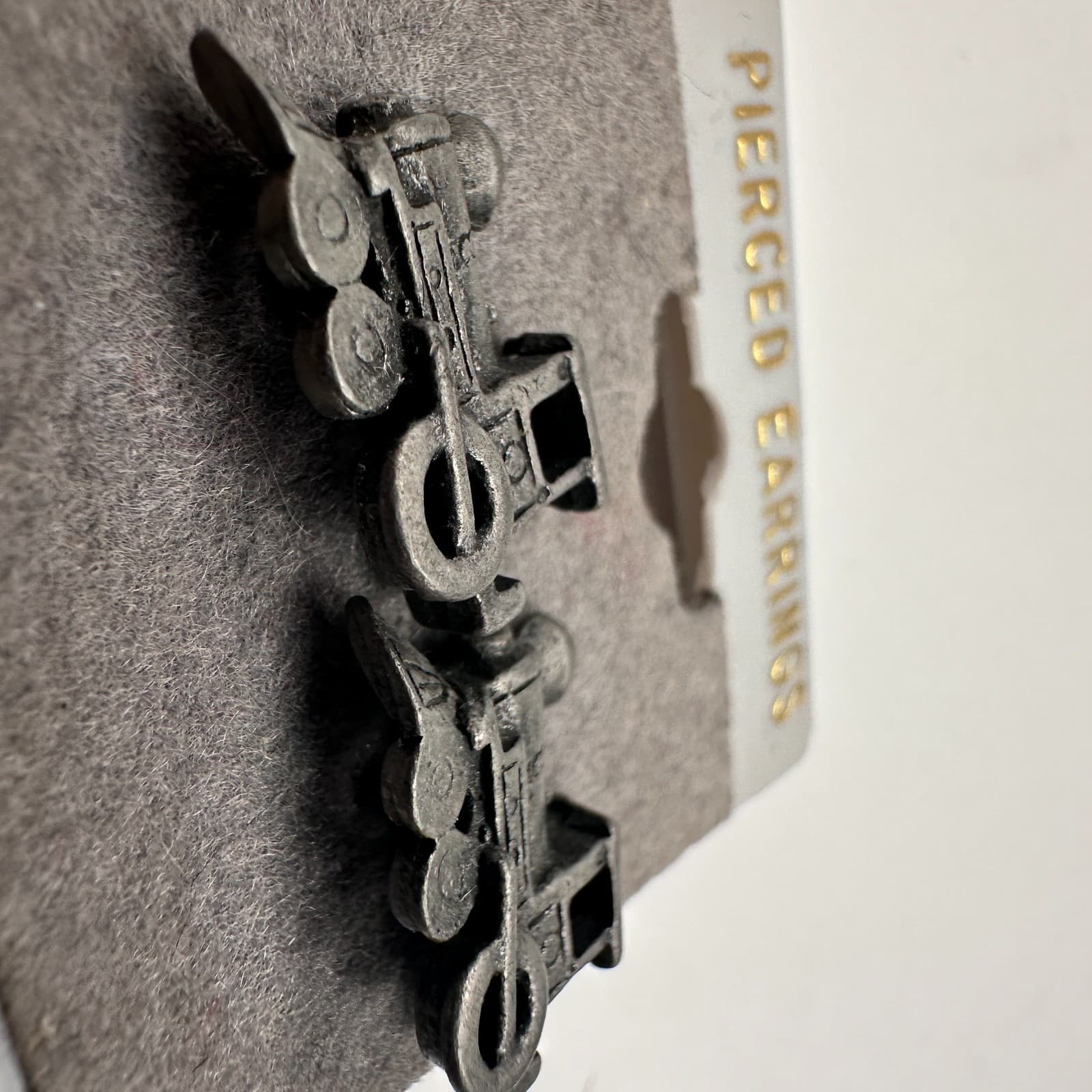 Vintage 90s Silver Tone Steam Locomotive Train Stud Earrings Women's Jewelry - Thumbnail 3