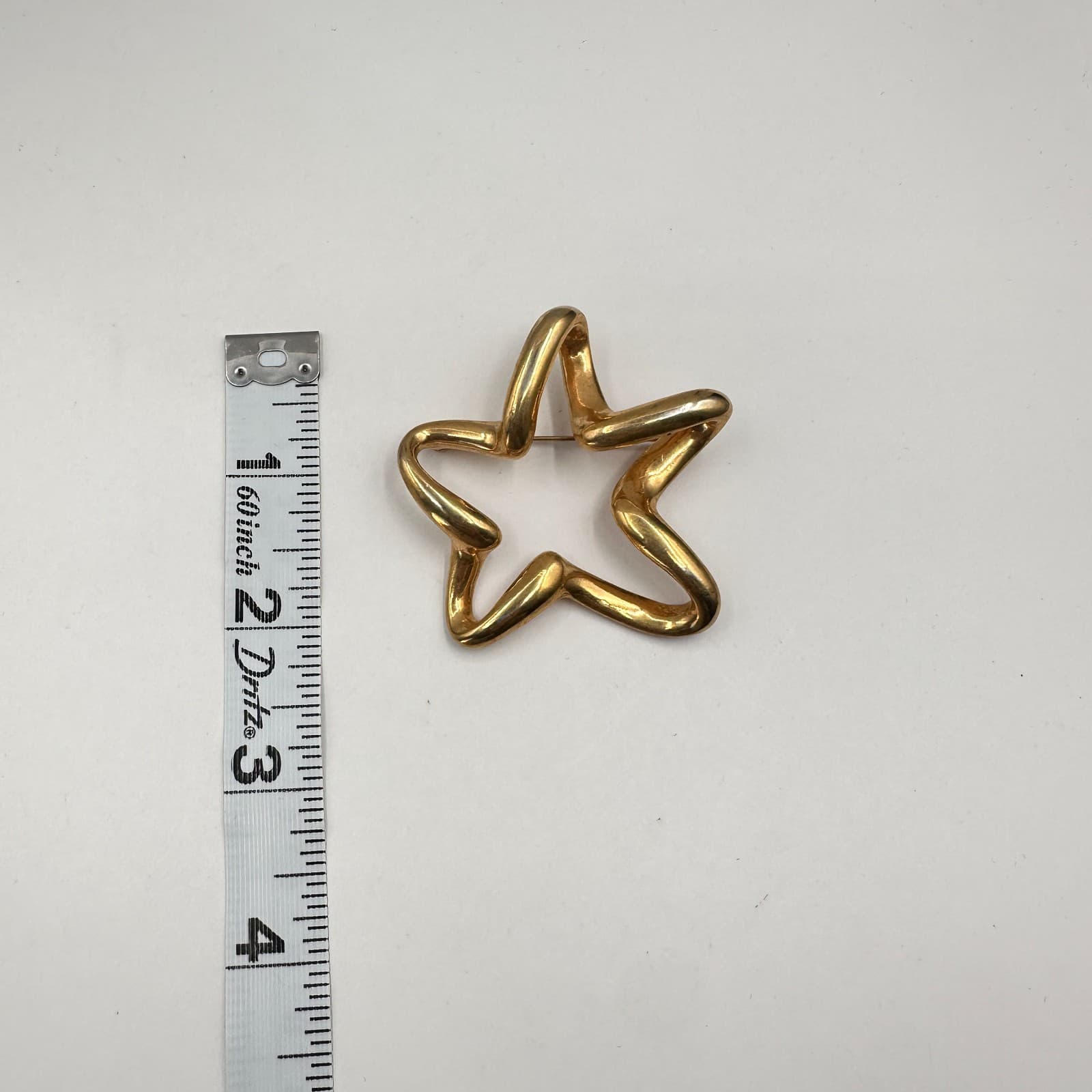 Vintage 90s Gold Tone Abstract Star Brooch Pin Minimalist Fashion Jewelry - Thumbnail 6