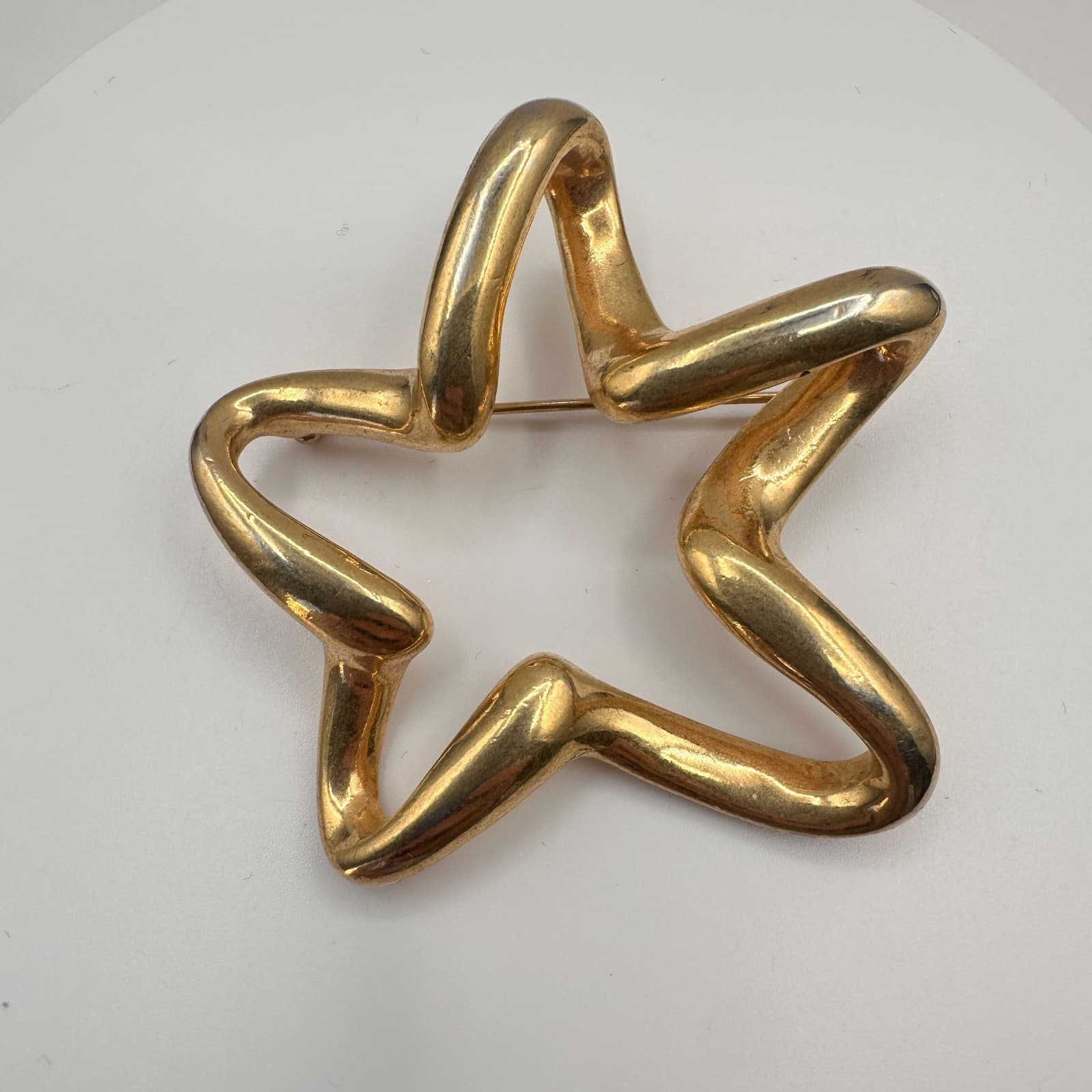 Vintage 90s Gold Tone Abstract Star Brooch Pin Minimalist Fashion Jewelry - Thumbnail 2