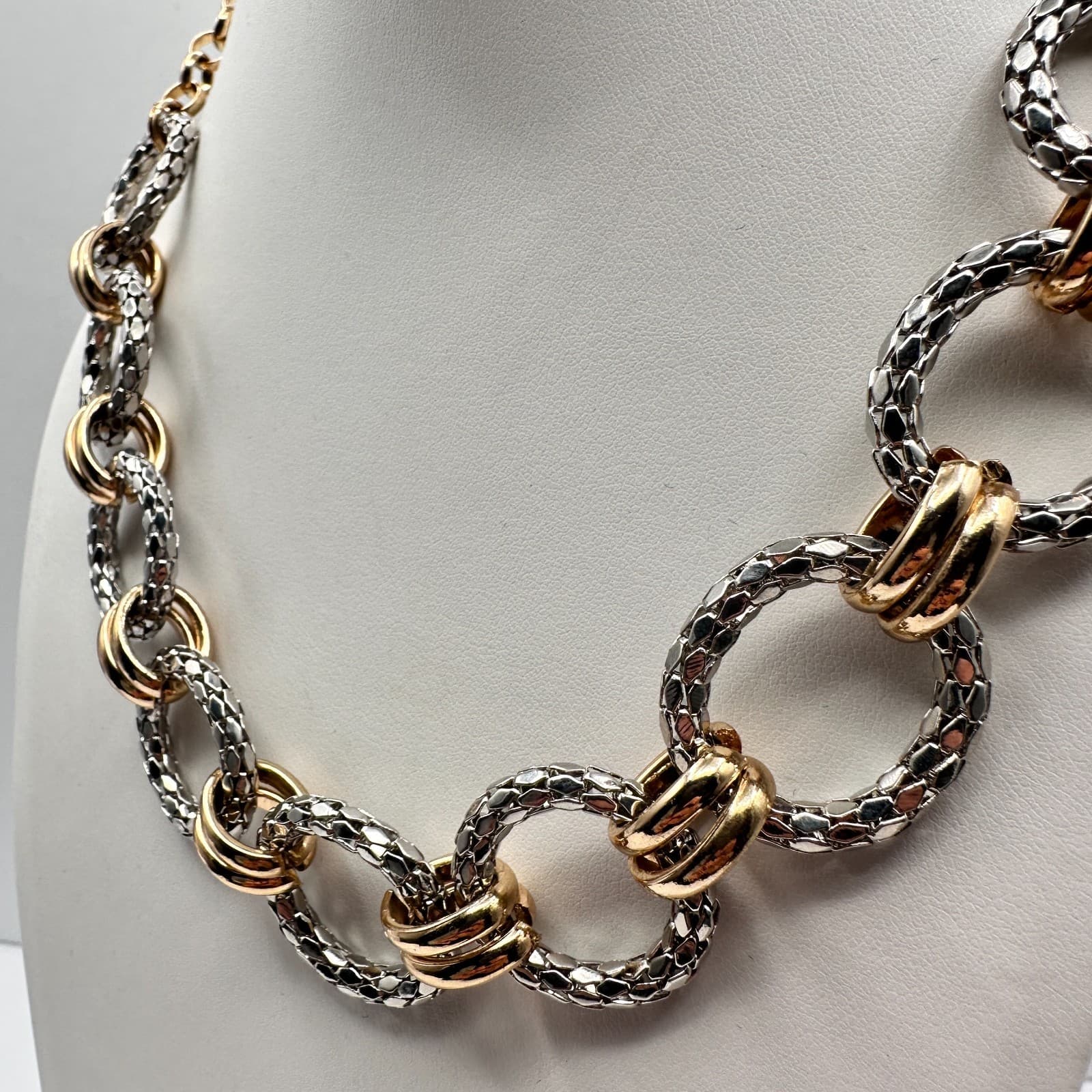 Vintage Y2K Alfani Textured Pebble Link Chain Necklace Women's Classic Jewelry - Thumbnail 6