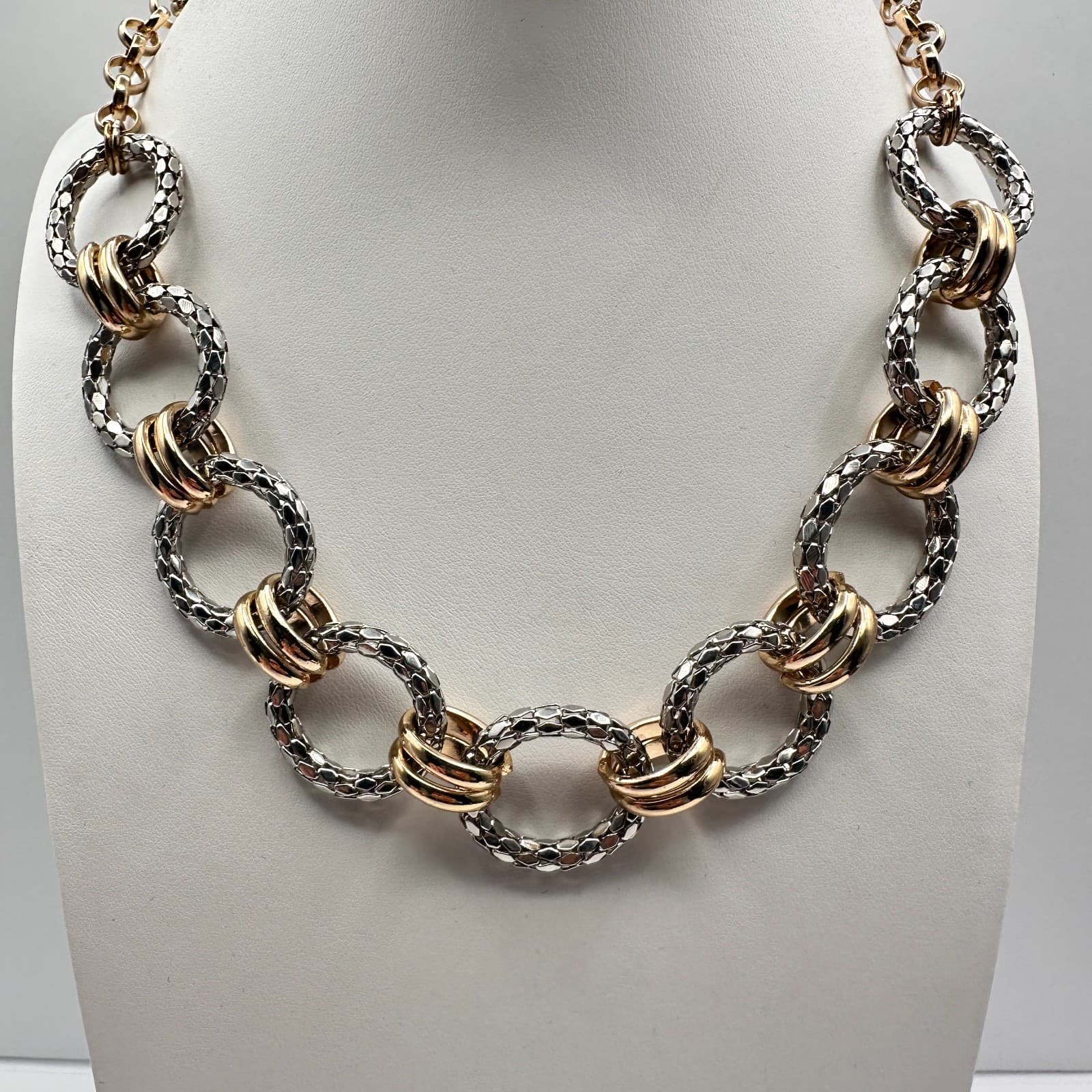 Vintage Y2K Alfani Textured Pebble Link Chain Necklace Women's Classic Jewelry - Thumbnail 2