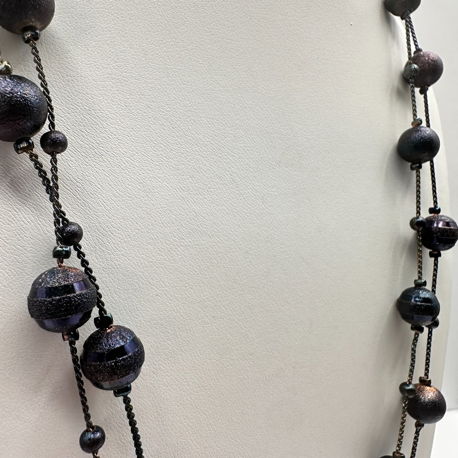 Vintage 90s Double Strand Beaded Necklace Boho Women's Classic Fashion Jewelry - Thumbnail 4