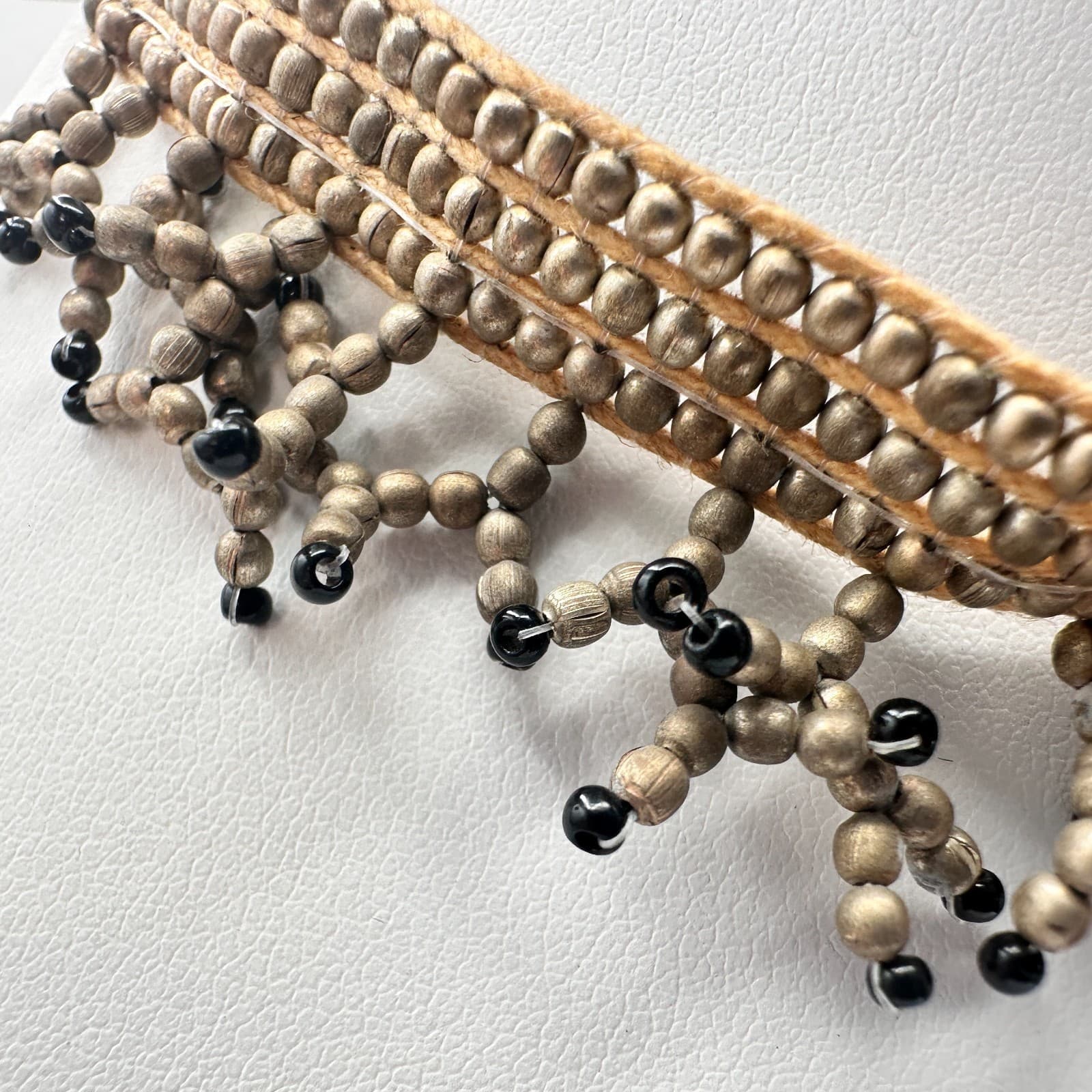 Vintage 90s Beaded Fringe Choker Necklace Boho Women's Classic Fashion Jewelry - Thumbnail 4