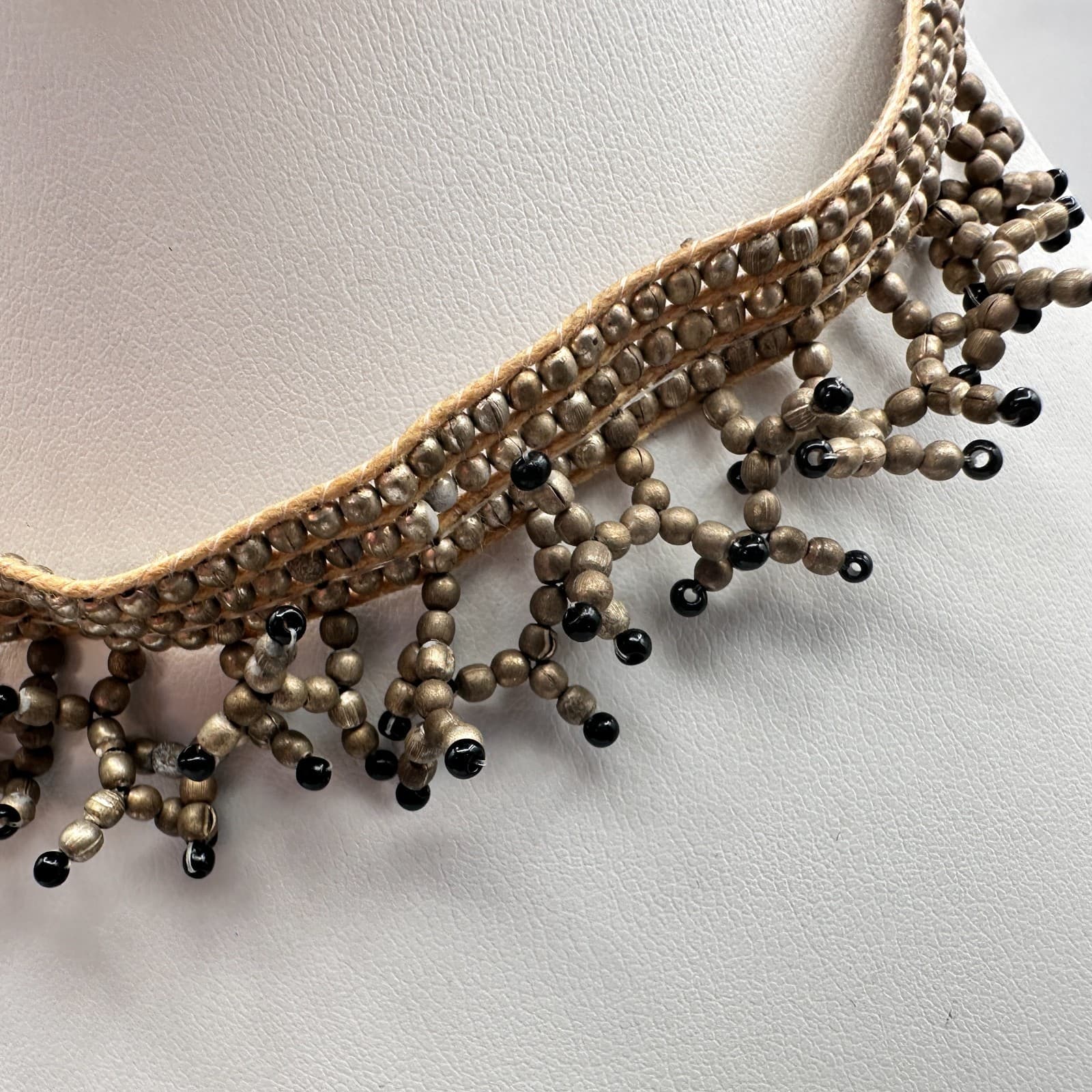 Vintage 90s Beaded Fringe Choker Necklace Boho Women's Classic Fashion Jewelry - Thumbnail 6