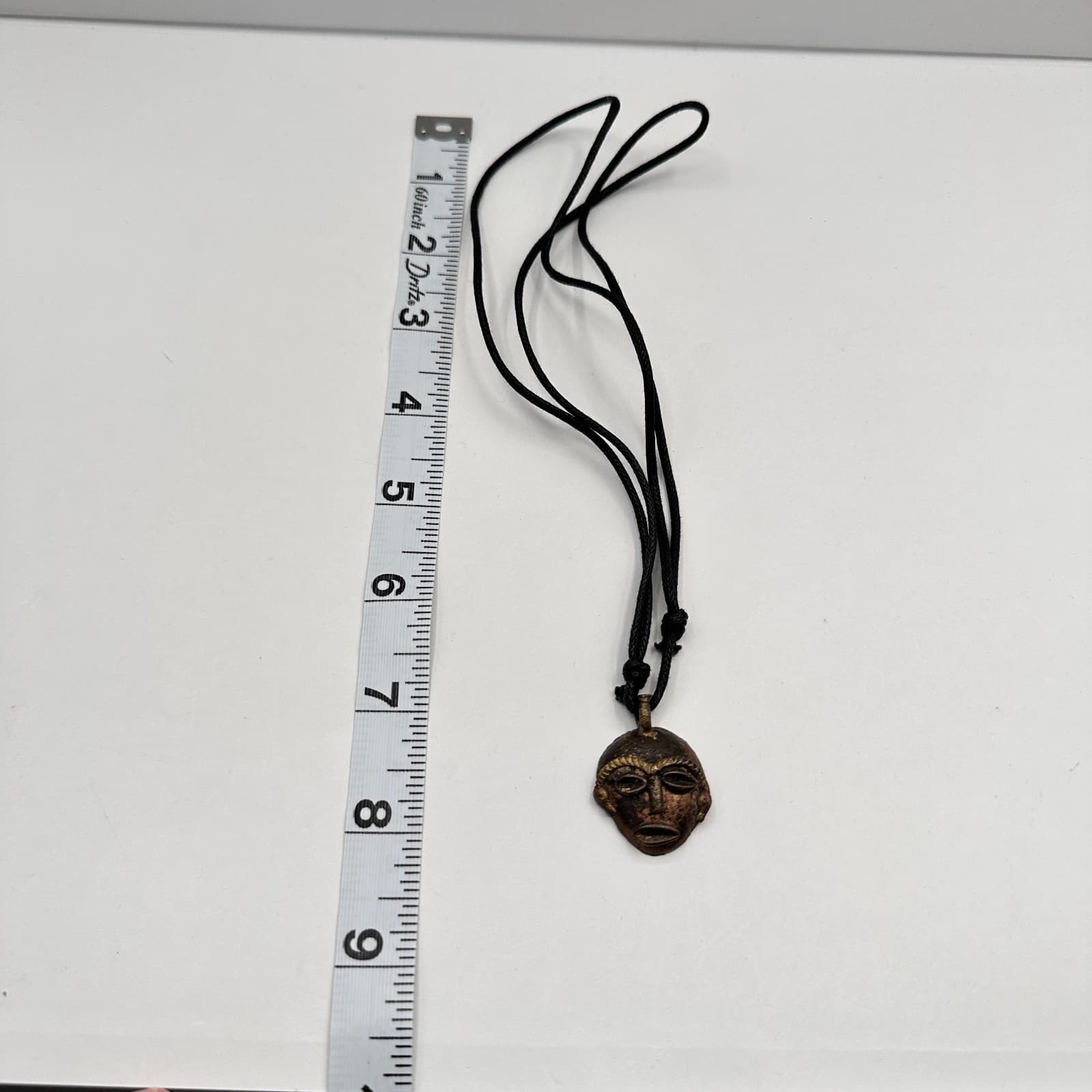 Vintage 90s Bronze Tone Tribal Mask Pendant Necklace Women's Classic Jewelry - Thumbnail 6