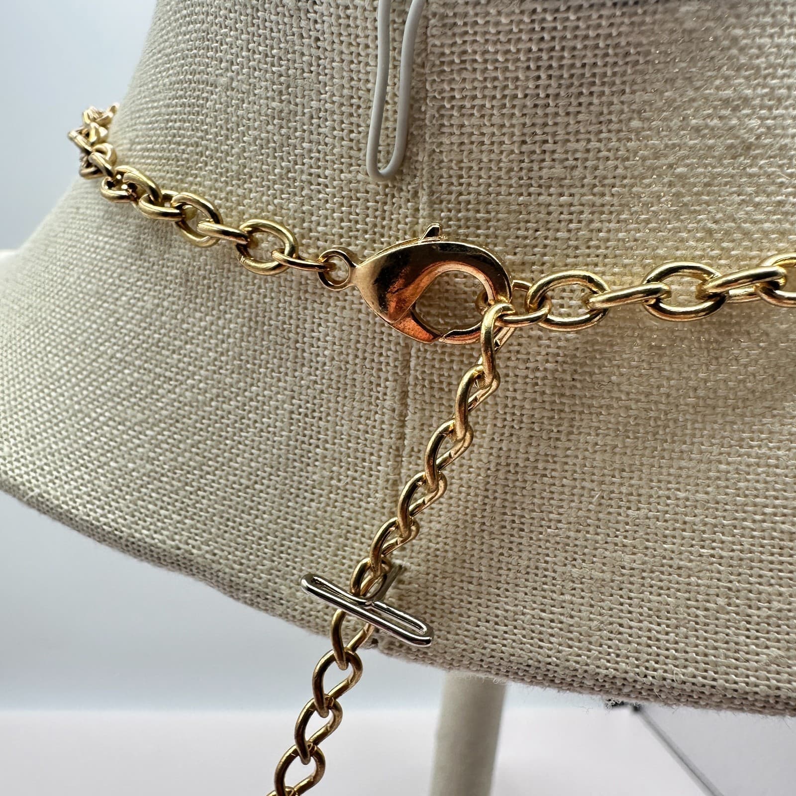 Vintage Y2K Gold Tone Double Strand Blue Sodalite Chip Chunky Necklace Jewelry - Thumbnail 8