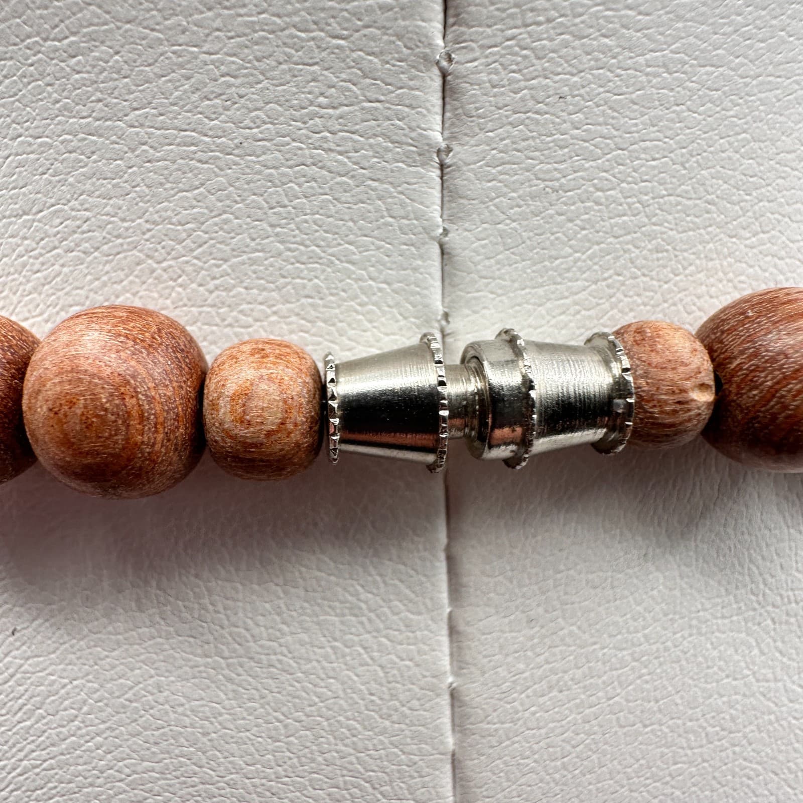 Vintage 90s Wooden Statement Necklace Multi-Shape Brown Cream Beads Boho - Thumbnail 8