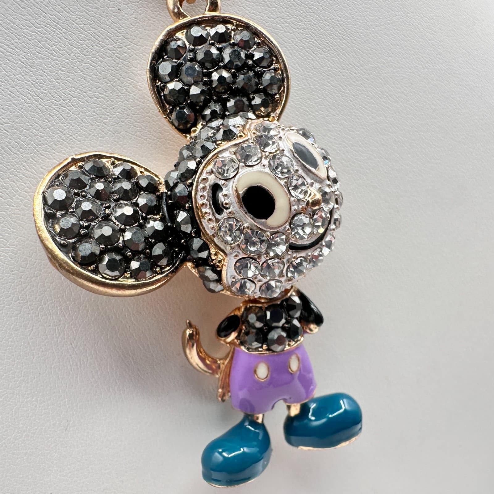 Vintage 90s Betsey Johnson Mickey Mouse Pendant Necklace Gold Tone Jewelry - Thumbnail 8