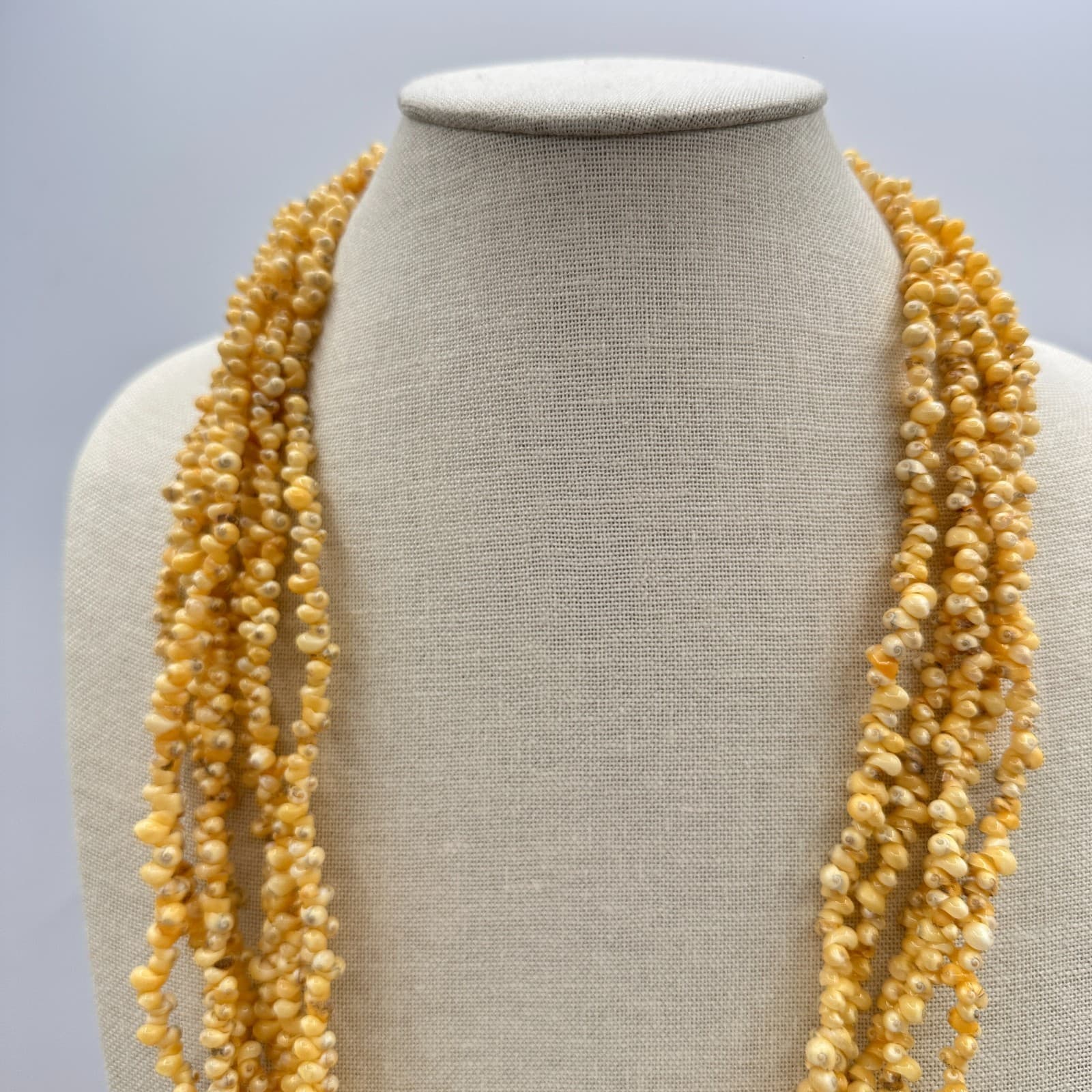 Vintage 90s Multi Strand Tiny Shell Necklace Boho Women's Classic Jewelry - Thumbnail 3