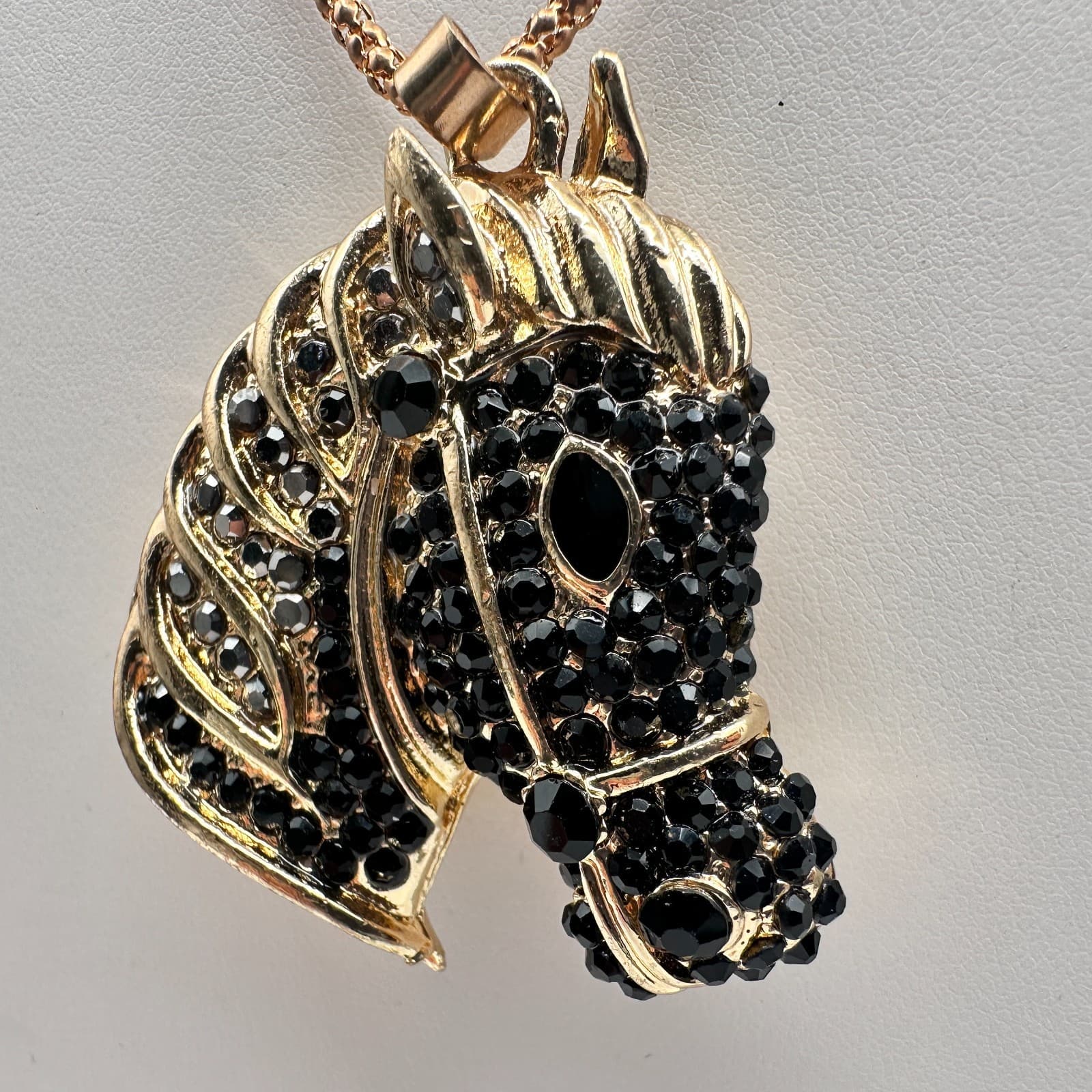 Vintage 90s Betsey Johnson Horse Head Pendant Necklace Gold Tone Women's Jewelry - Thumbnail 7