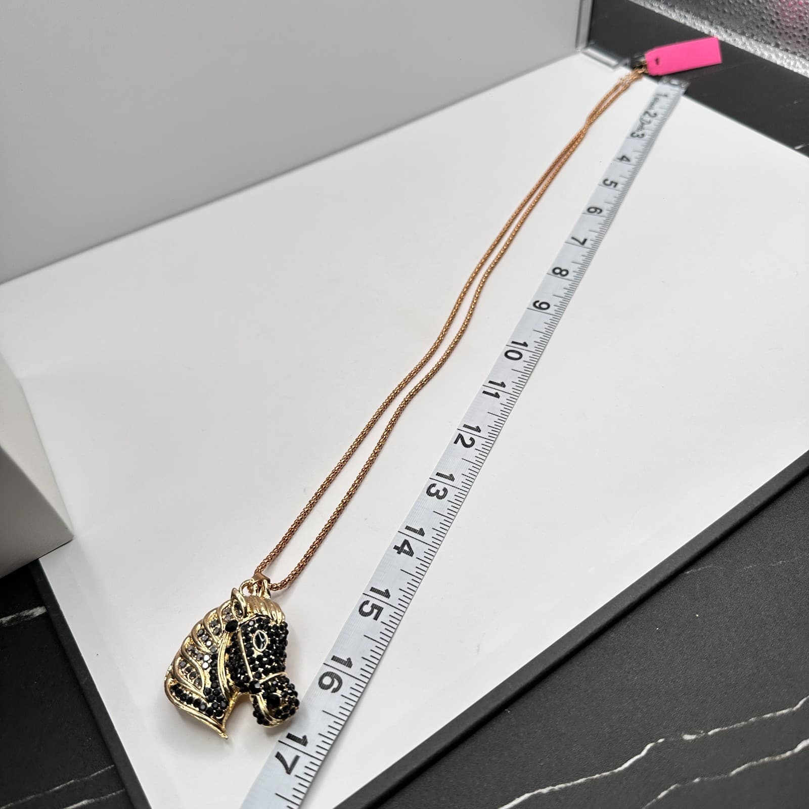 Vintage 90s Betsey Johnson Horse Head Pendant Necklace Gold Tone Women's Jewelry - Thumbnail 9