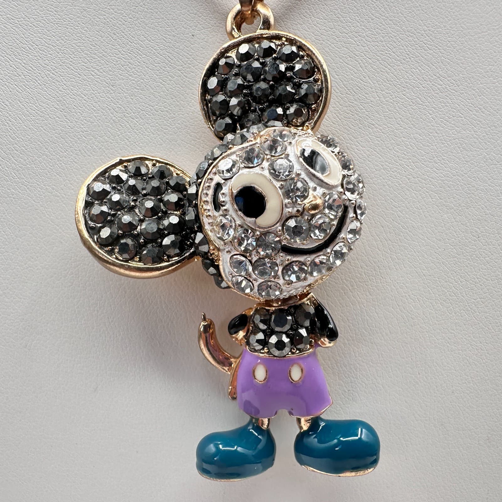 Vintage 90s Betsey Johnson Mickey Mouse Pendant Necklace Gold Tone Jewelry - Thumbnail 4