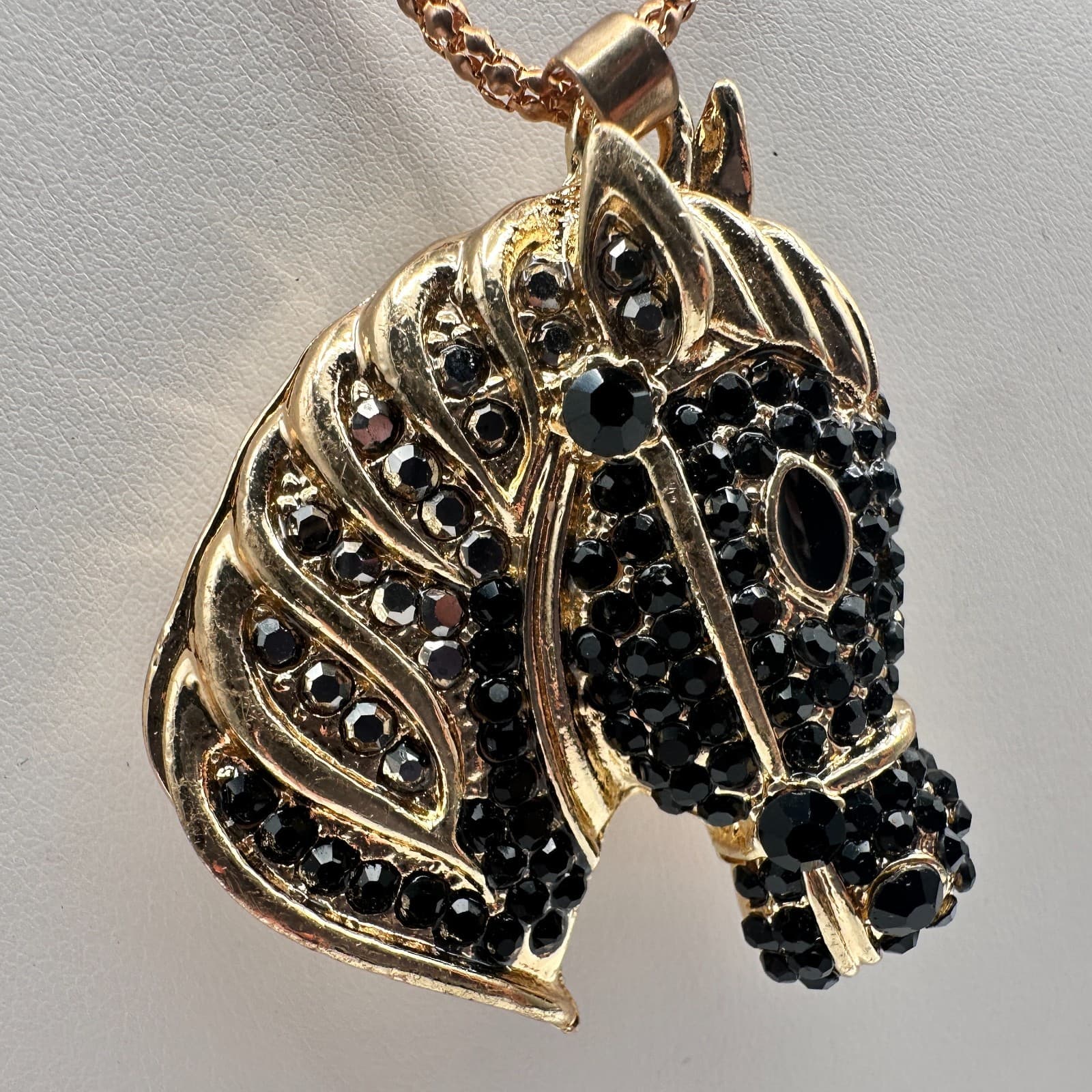 Vintage 90s Betsey Johnson Horse Head Pendant Necklace Gold Tone Women's Jewelry - Thumbnail 6