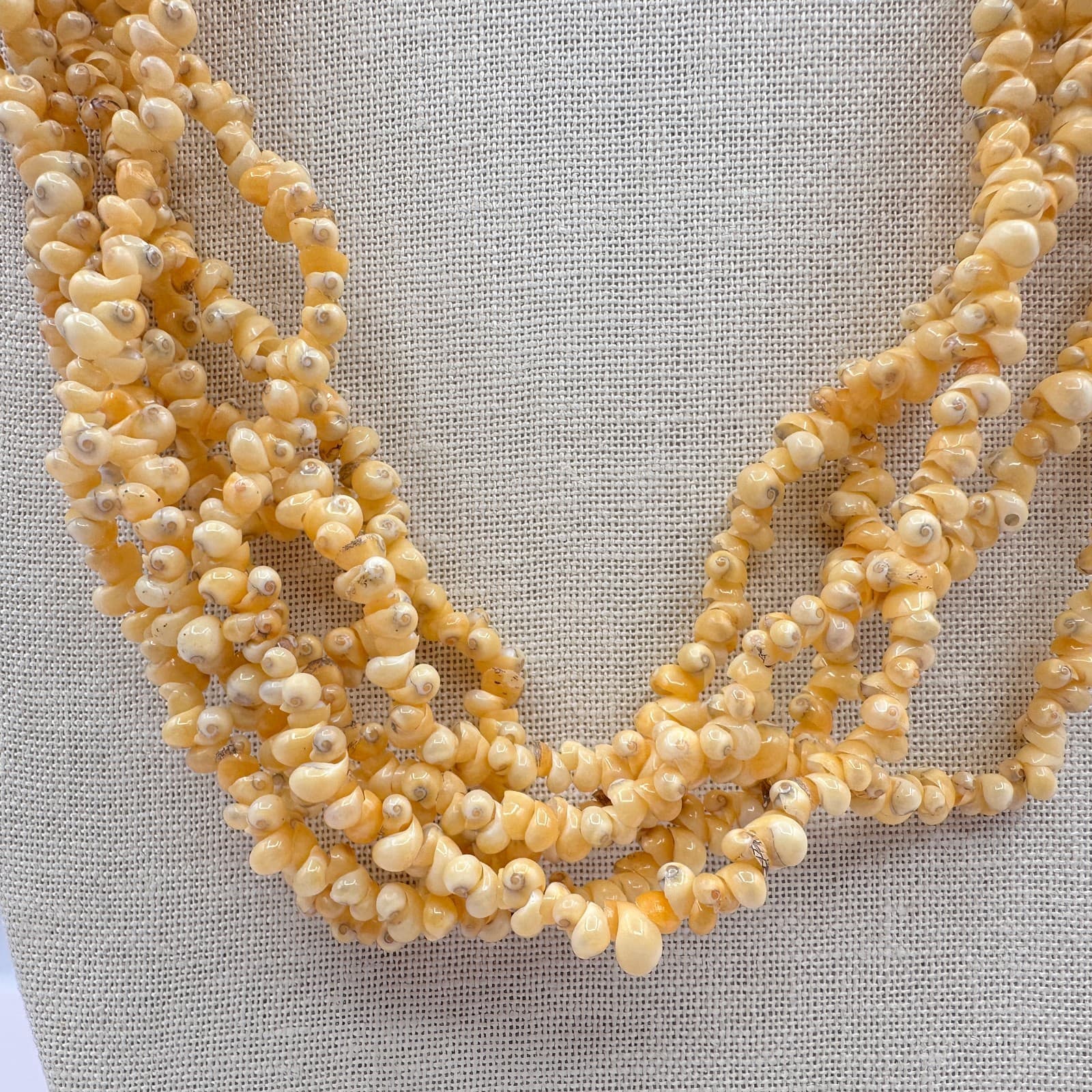 Vintage 90s Multi Strand Tiny Shell Necklace Boho Women's Classic Jewelry - Thumbnail 6
