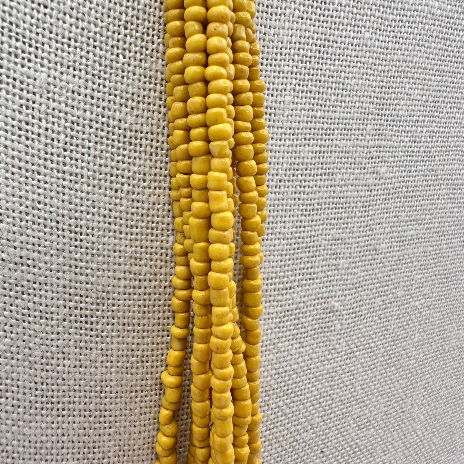 Vintage 90s Yellow & Brown Multi Strand Seed Beaded Necklace Women's Jewelry - Thumbnail 7