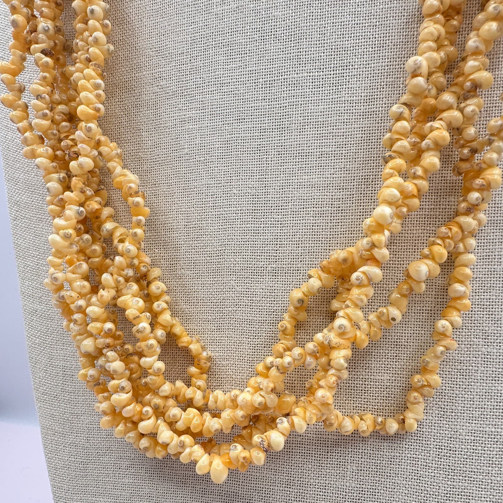 Vintage 90s Multi Strand Tiny Shell Necklace Boho Women's Classic Jewelry - Thumbnail 7