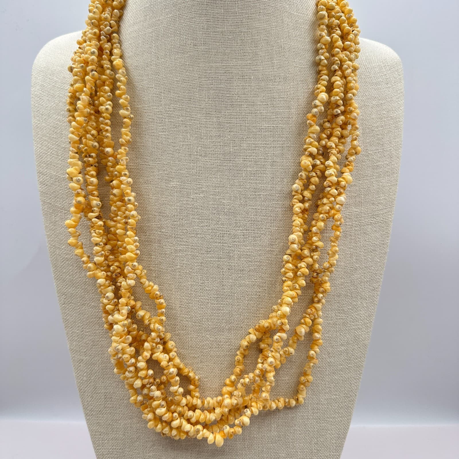 Vintage 90s Multi Strand Tiny Shell Necklace Boho Women's Classic Jewelry - Image 1