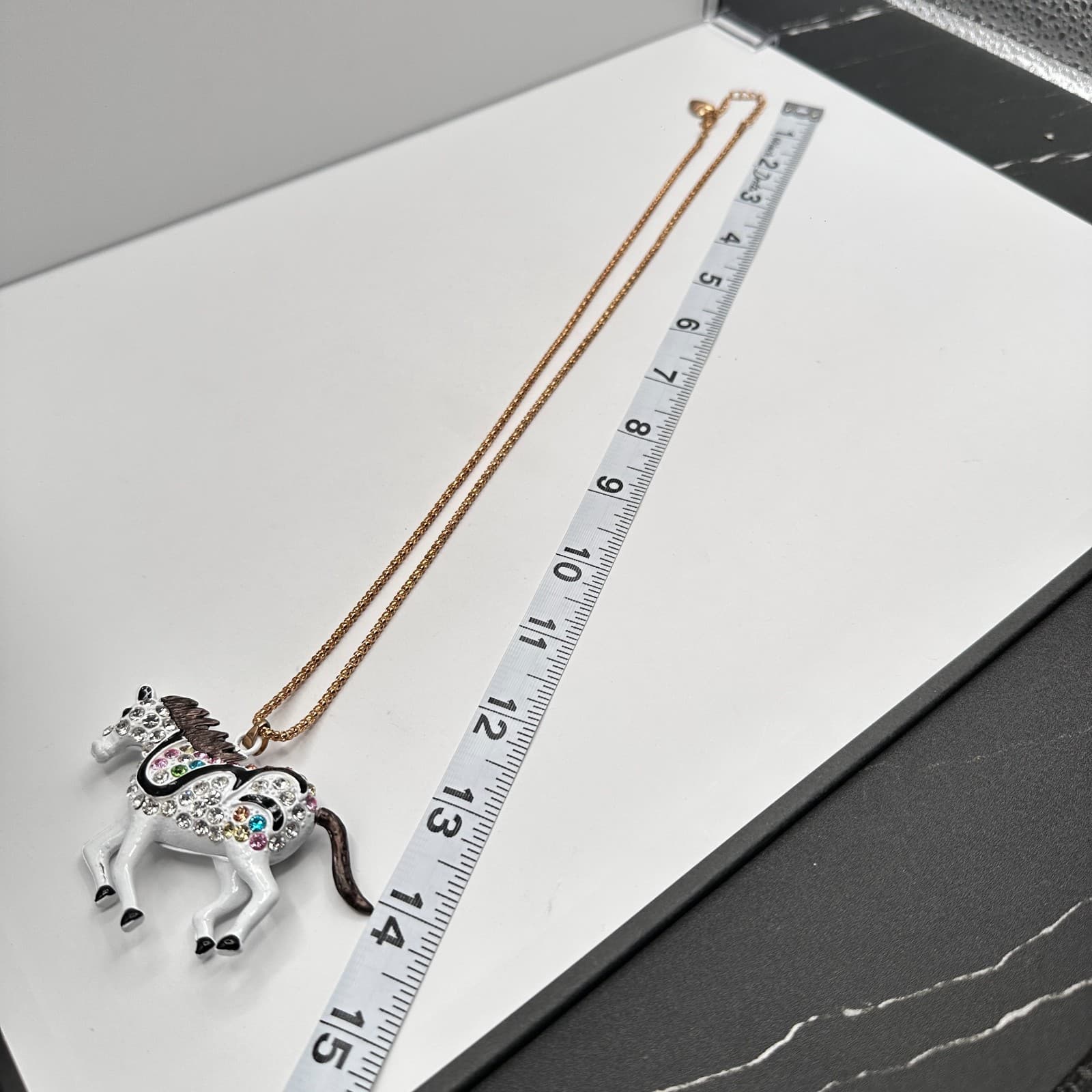 Vintage 80s Betsey Johnson Gold Tone Horse Pendant Necklace Women's Jewelry - Thumbnail 8