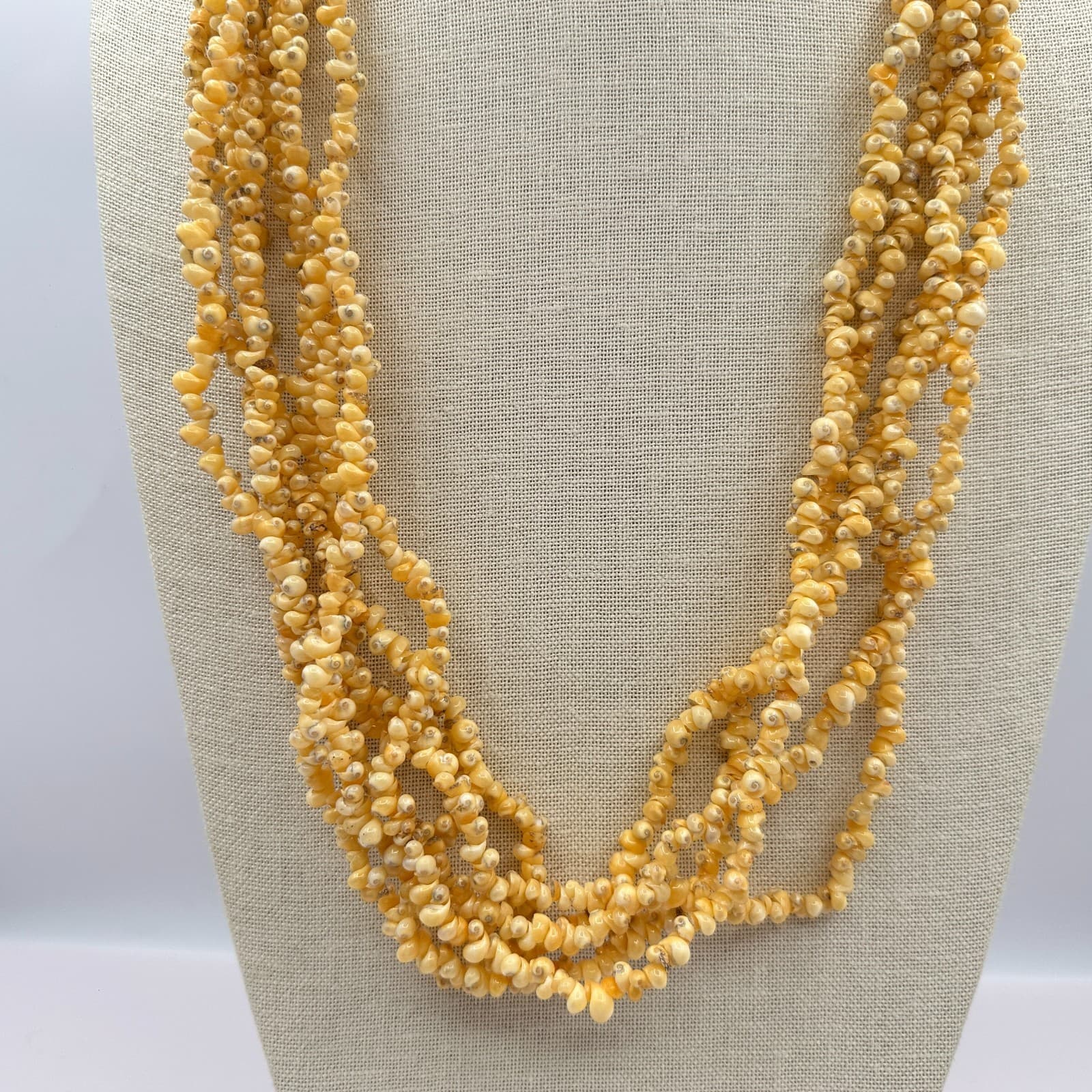 Vintage 90s Multi Strand Tiny Shell Necklace Boho Women's Classic Jewelry - Thumbnail 8