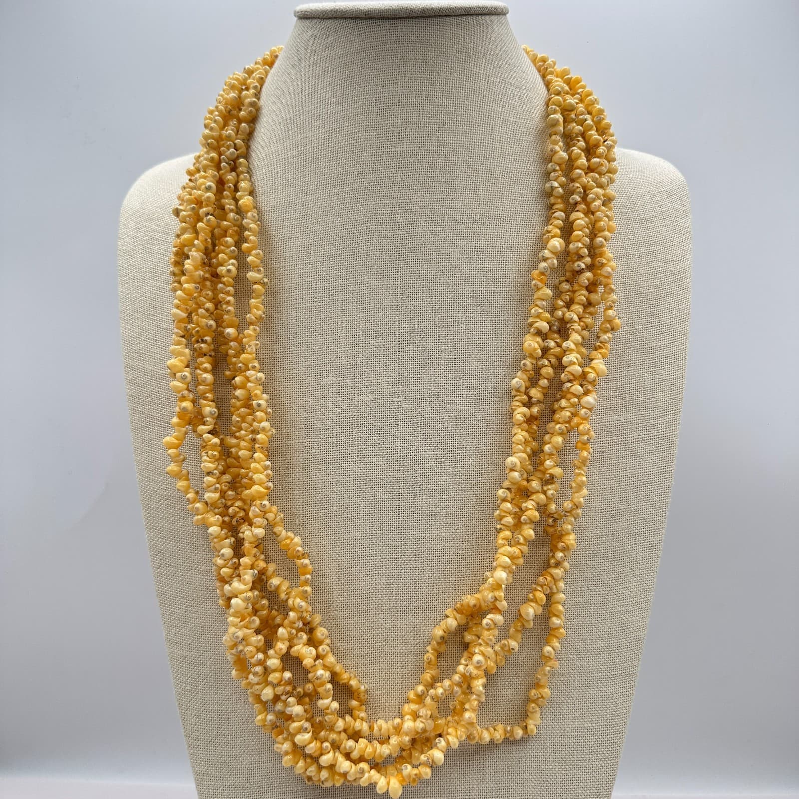 Vintage 90s Multi Strand Tiny Shell Necklace Boho Women's Classic Jewelry - Thumbnail 9