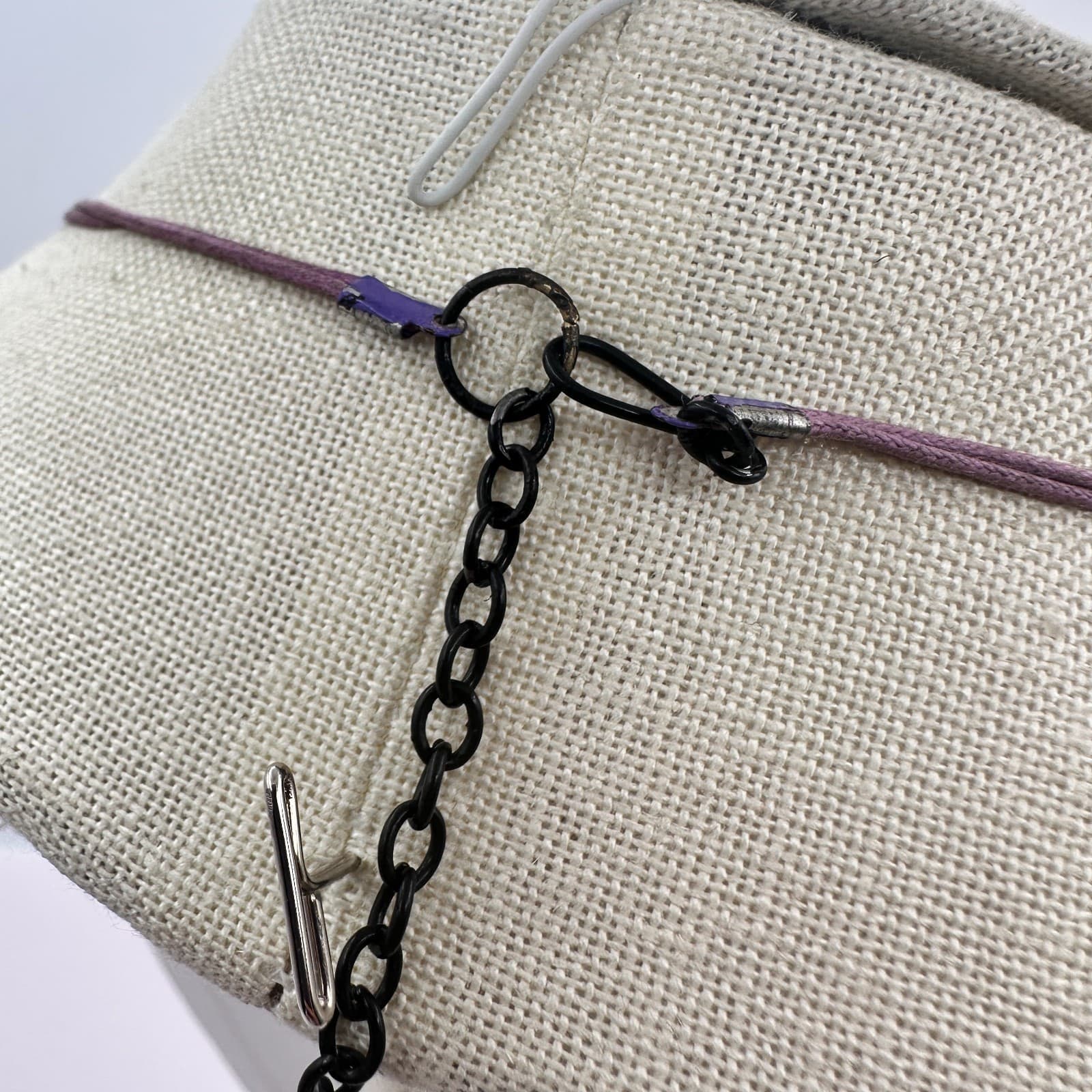 Vintage 80s Purple & Black Waterfall Spiked Wooden Beaded Bib Necklace Jewelry - Thumbnail 10