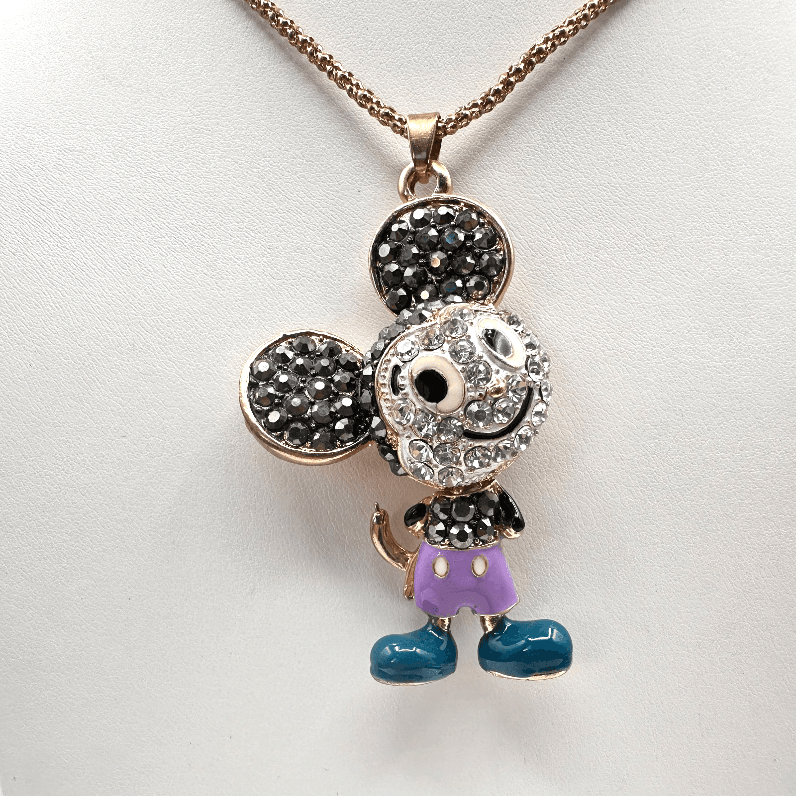 Vintage 90s Betsey Johnson Mickey Mouse Pendant Necklace Gold Tone Jewelry - Image 1