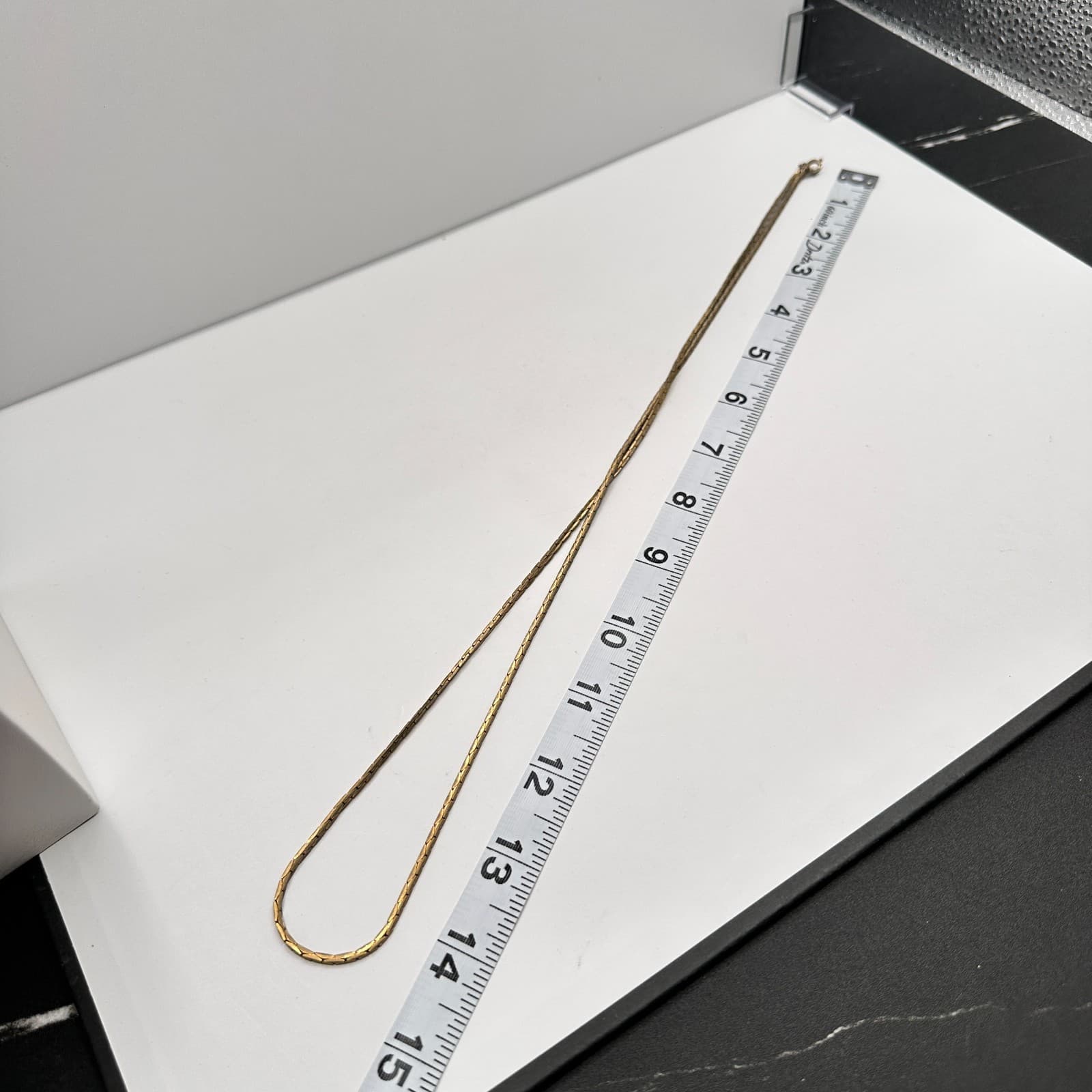 Vintage 90s Gold Tone Herringbone Double Strand Necklace Minimalist Fashion - Thumbnail 9