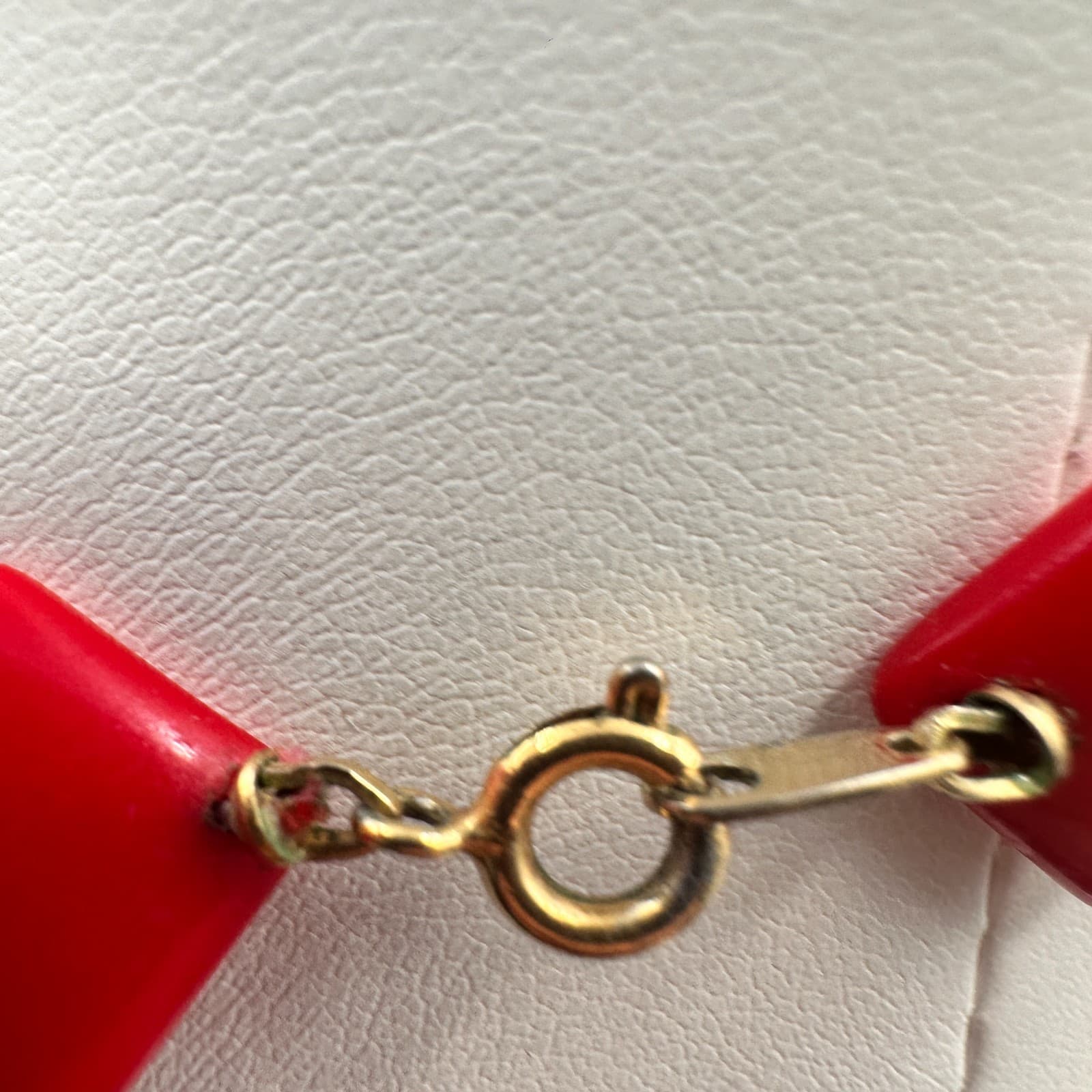 Vintage 90s Red Square Shape Beaded Necklace Statement Womens Jewelry - Thumbnail 9