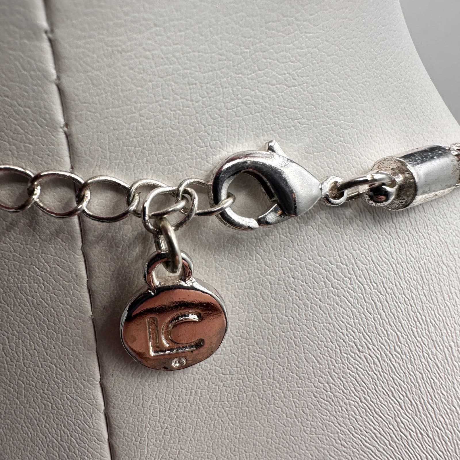 Vintage 90s LC Silver Tone Bold Curved Bar Mesh Chain Necklace Minimalist - Thumbnail 7