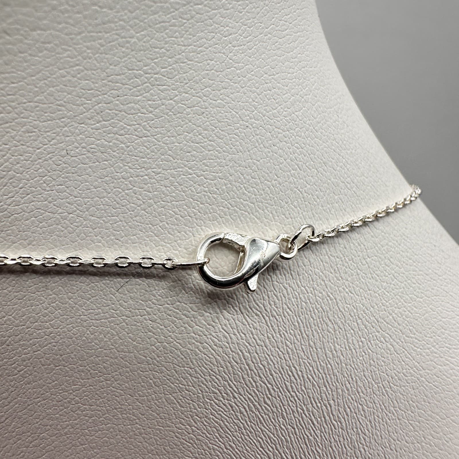 Vintage Y2K Silver Tone Clear Halo Glass Pendant Necklace Link Chain Jewelry - Thumbnail 7