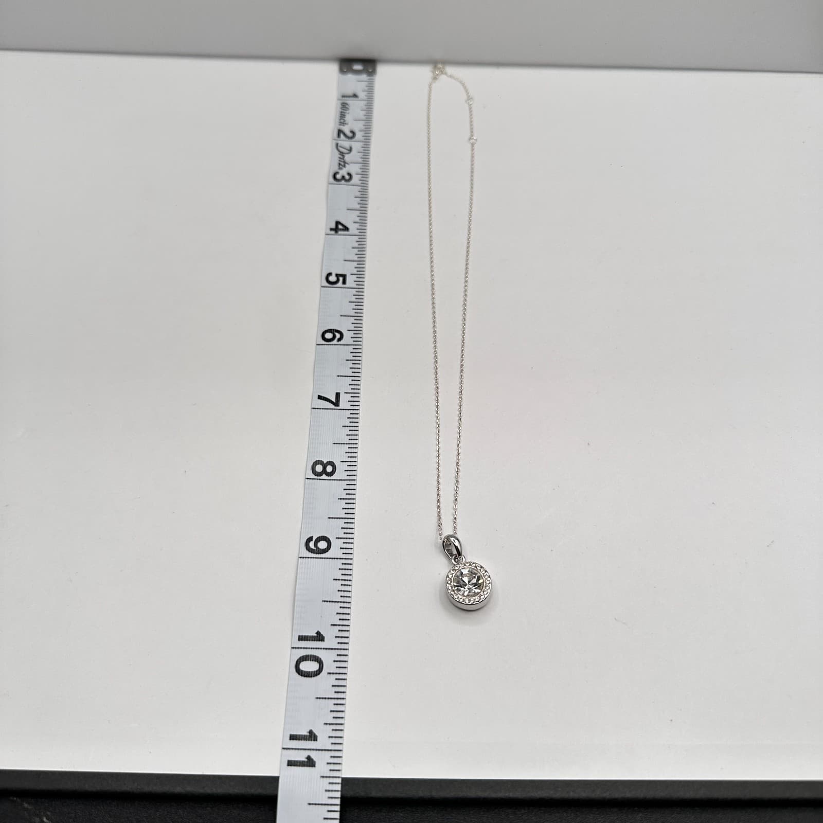 Vintage Y2K Silver Tone Clear Halo Glass Pendant Necklace Link Chain Jewelry - Thumbnail 8