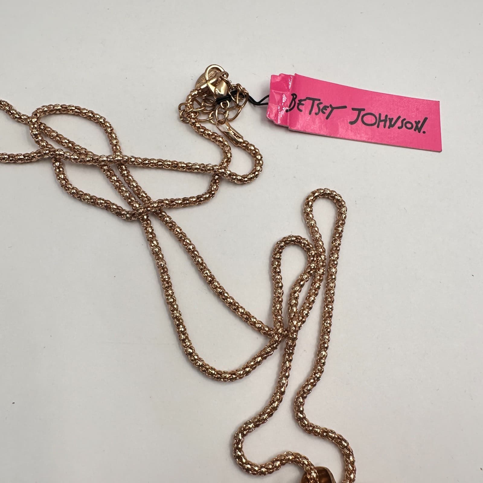 Vintage 90s Betsey Johnson Dog Puppy Pendant Necklace Gold Tone Chain Jewelry - Thumbnail 4