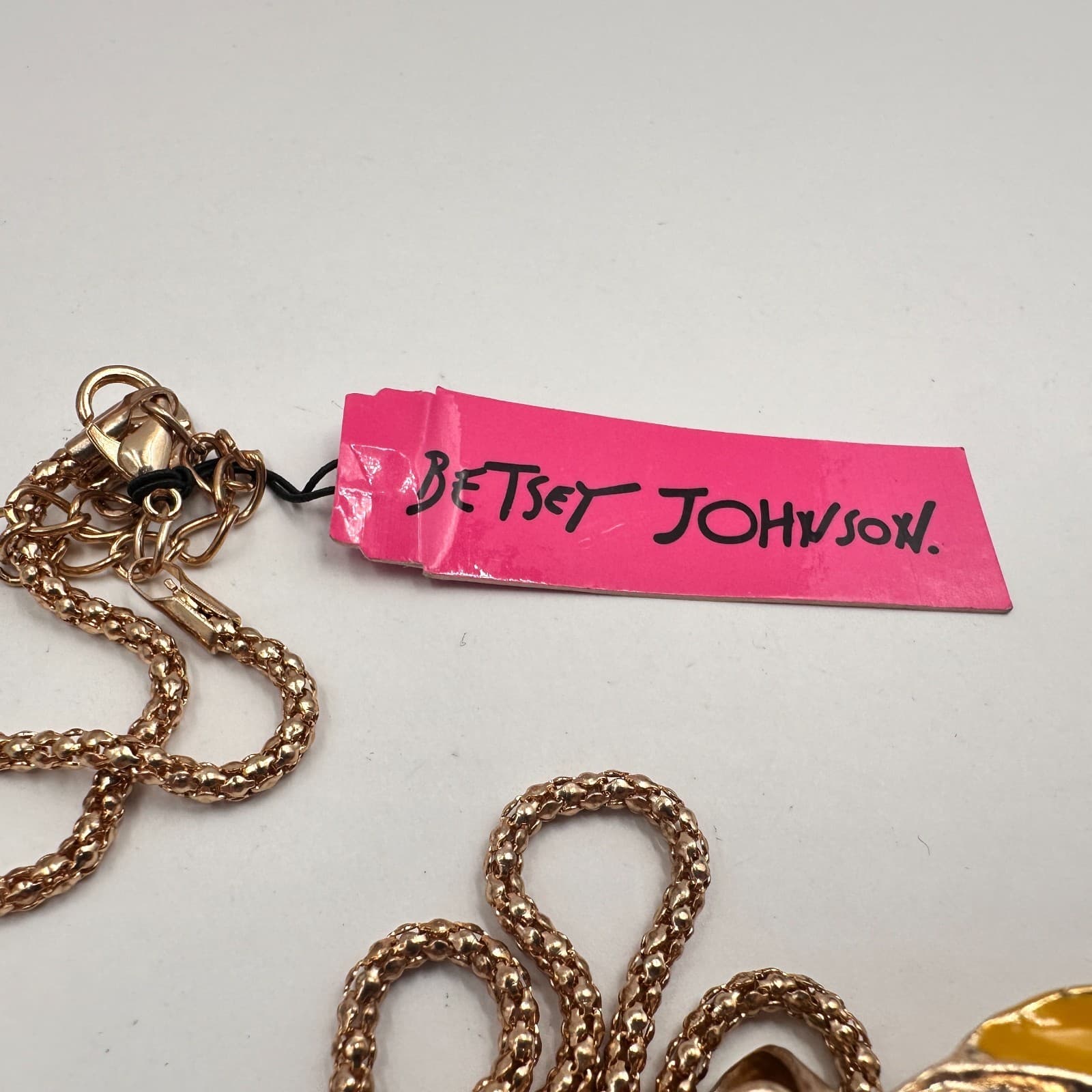 Vintage 90s Betsey Johnson Dog Puppy Pendant Necklace Gold Tone Chain Jewelry - Thumbnail 9