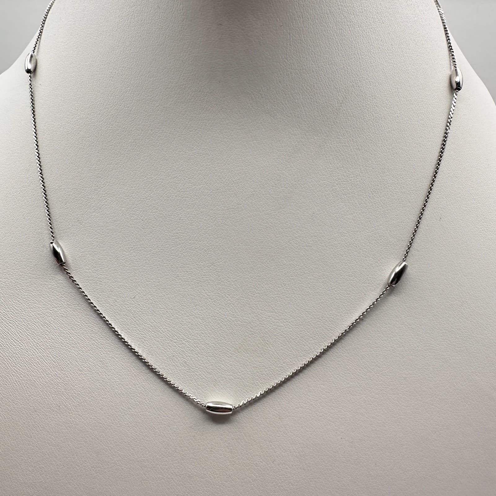 Vintage 90s Avon Silver Tone Station Chain Necklace Women's Statement Jewelry - Thumbnail 2