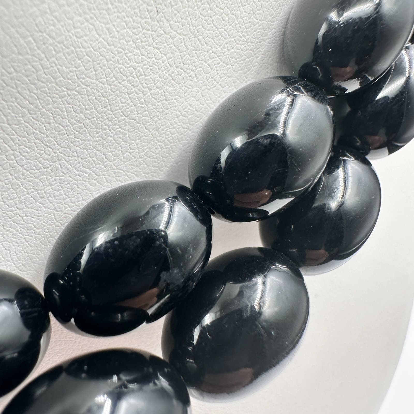 Vintage 90s Black Oval Beaded Multi Strand Necklace Statement Women's Jewelry - Thumbnail 5