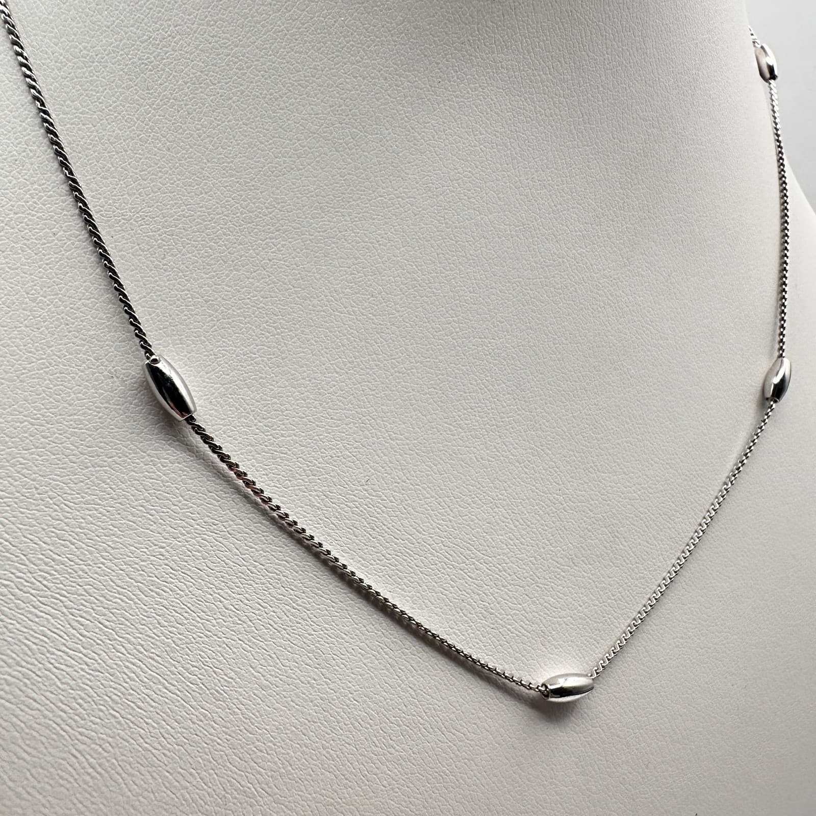 Vintage 90s Avon Silver Tone Station Chain Necklace Women's Statement Jewelry - Thumbnail 3