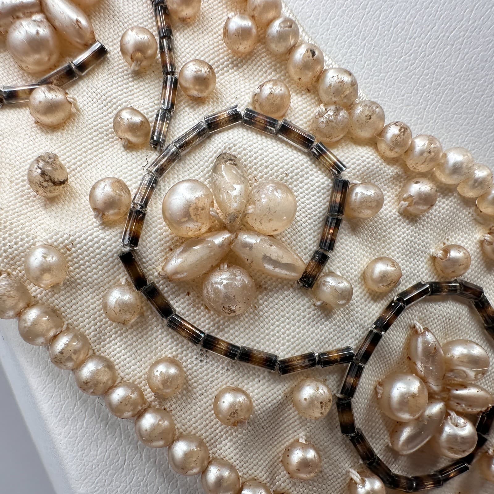 Vintage 60s Sally Gee Pearl Beaded Peter Pan Collar Necklace Fashion Jewelry - Thumbnail 5