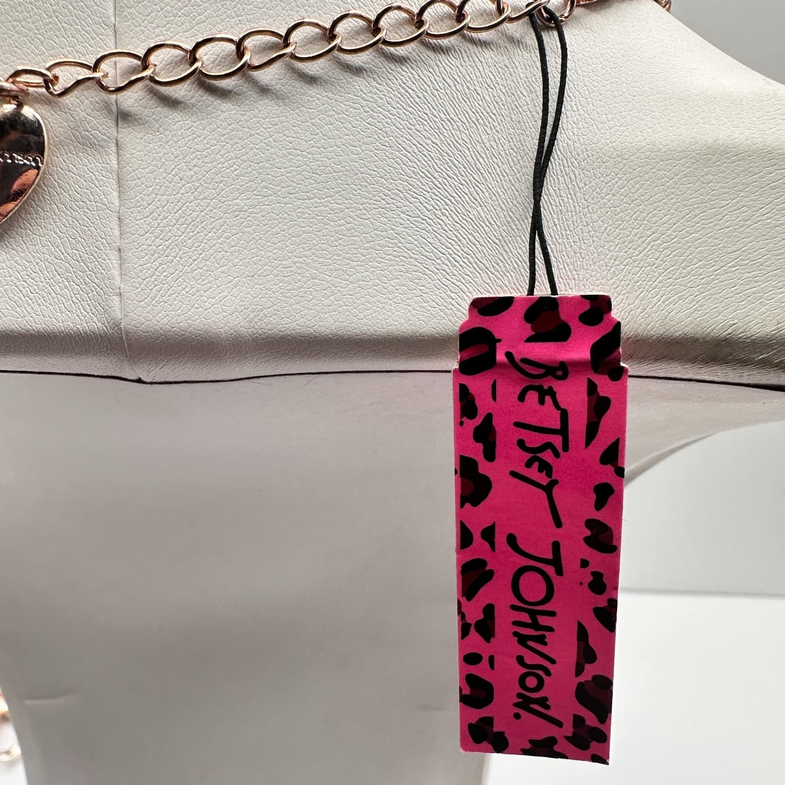 Vintage 90s Betsey Johnson Unicorn Necklace Rose Gold Tone Glass Pendant Jewelry - Thumbnail 13