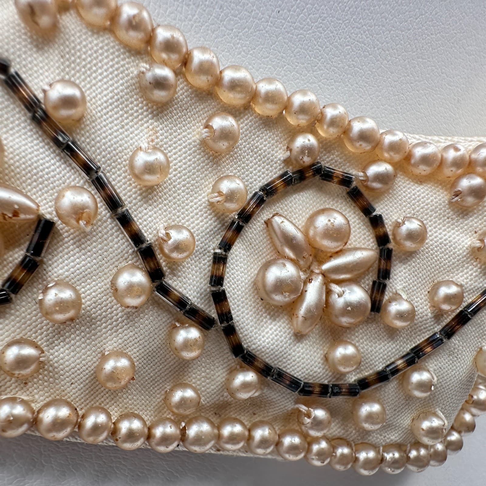 Vintage 60s Sally Gee Pearl Beaded Peter Pan Collar Necklace Fashion Jewelry - Thumbnail 4