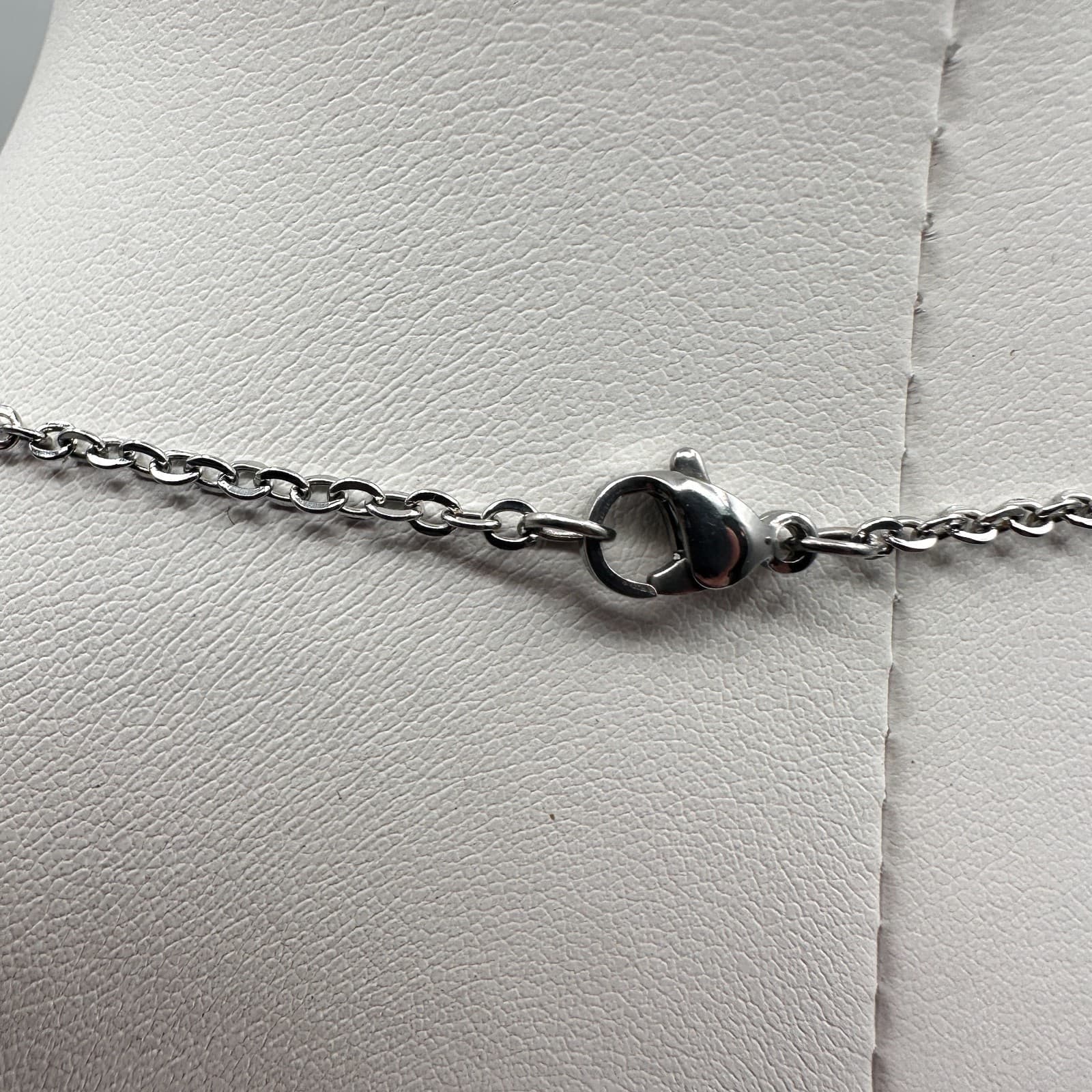 Vintage 90s Byzantine Cross Necklace Silver Tone Clear Glass Gothic Pendant - Thumbnail 7