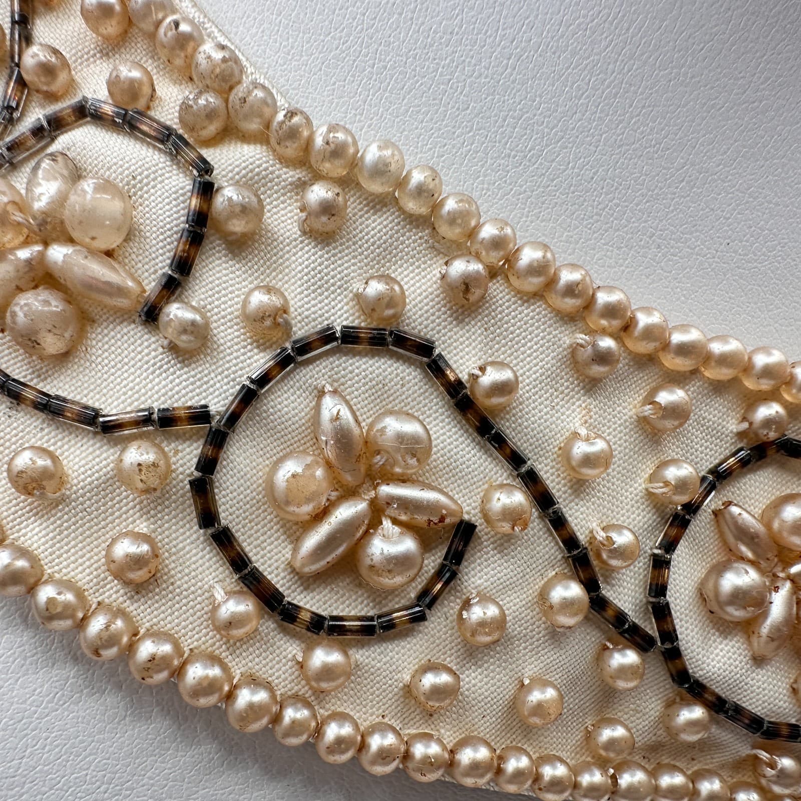 Vintage 60s Sally Gee Pearl Beaded Peter Pan Collar Necklace Fashion Jewelry - Thumbnail 3