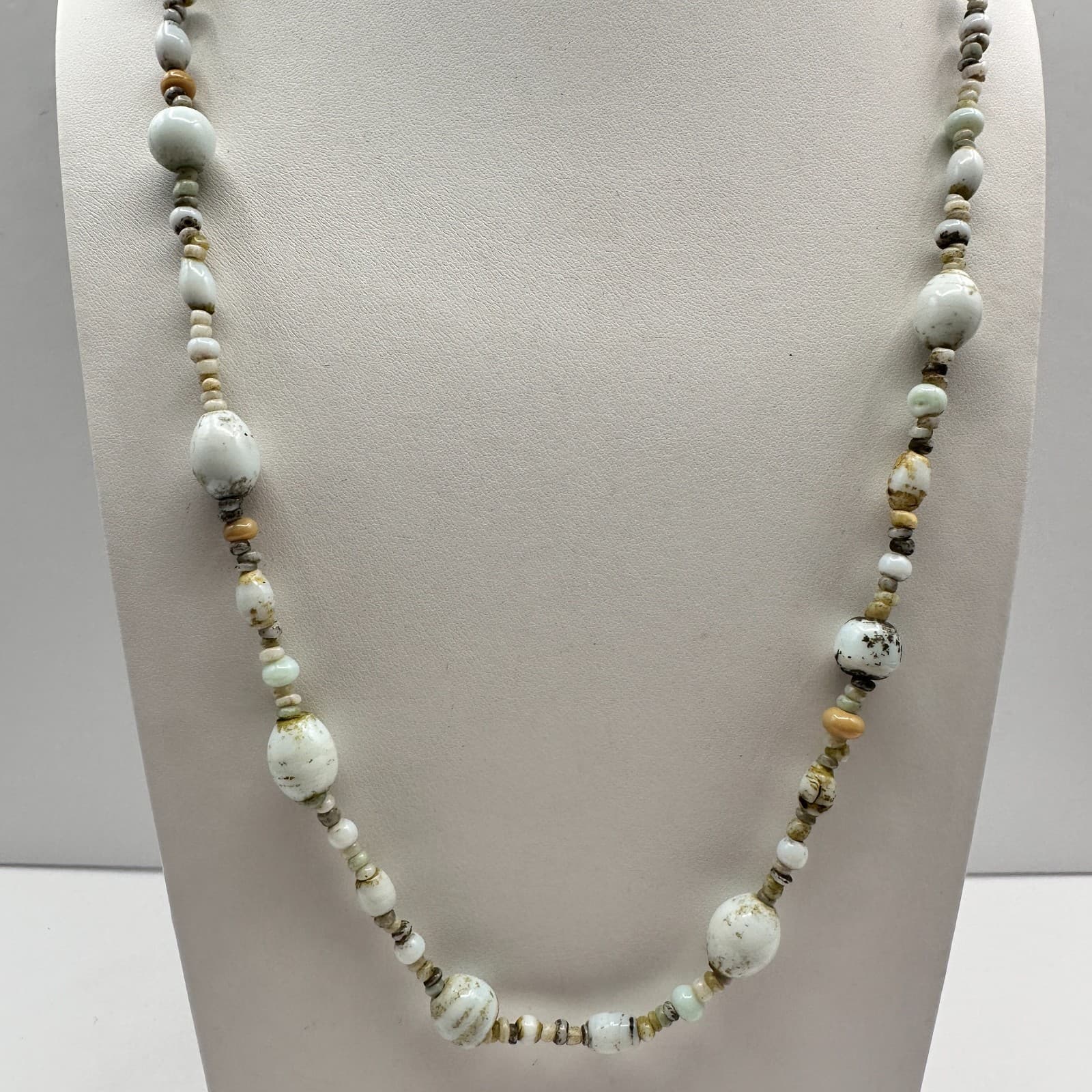 Vintage 90s Earth Tone Beaded Necklace Mixed Stone Boho Fashion Women's Jewelry - Thumbnail 3