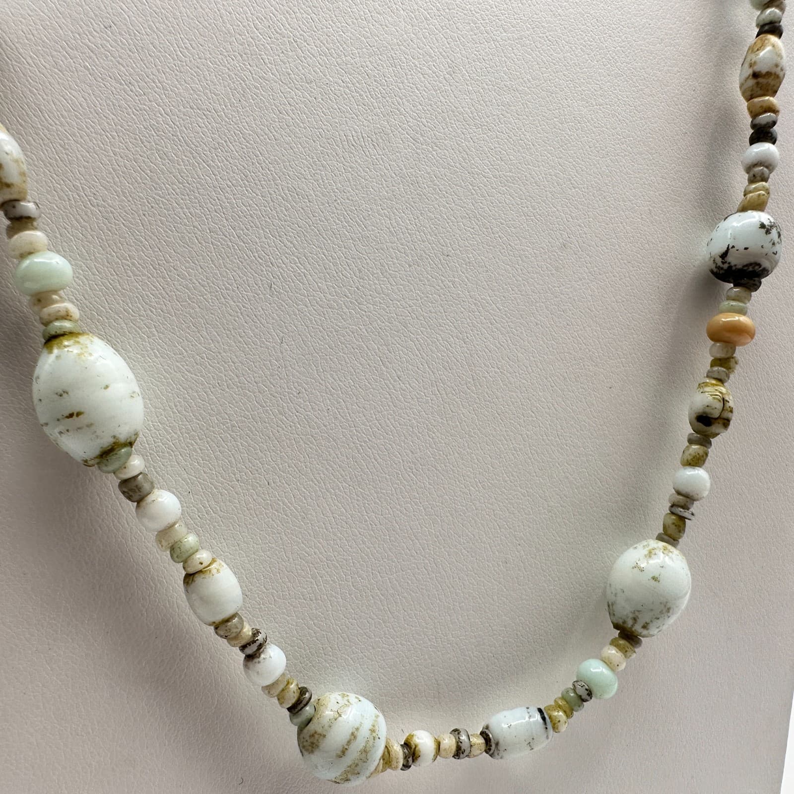 Vintage 90s Earth Tone Beaded Necklace Mixed Stone Boho Fashion Women's Jewelry - Thumbnail 7