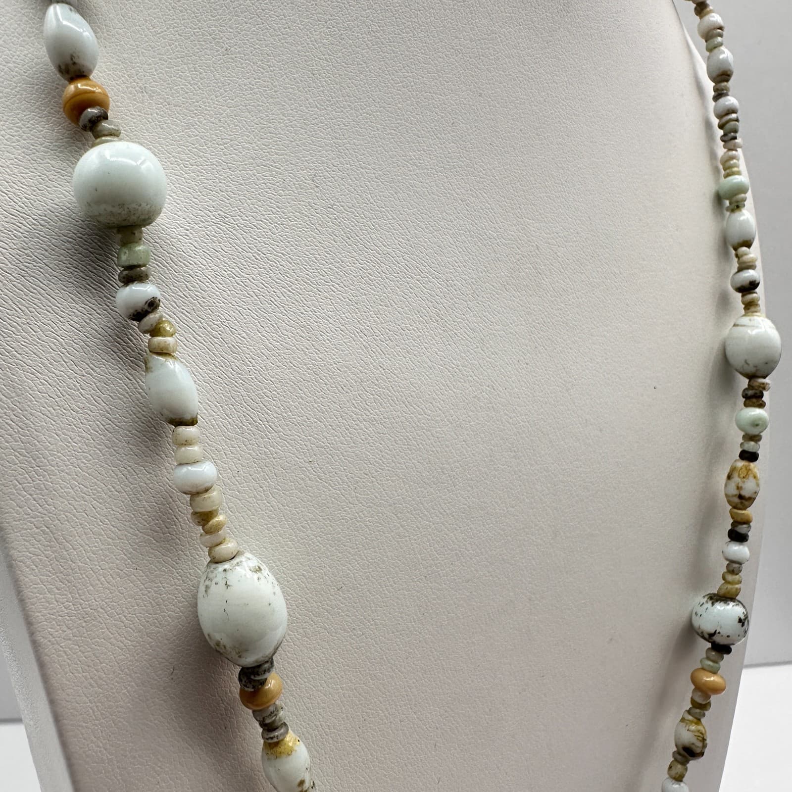 Vintage 90s Earth Tone Beaded Necklace Mixed Stone Boho Fashion Women's Jewelry - Thumbnail 5