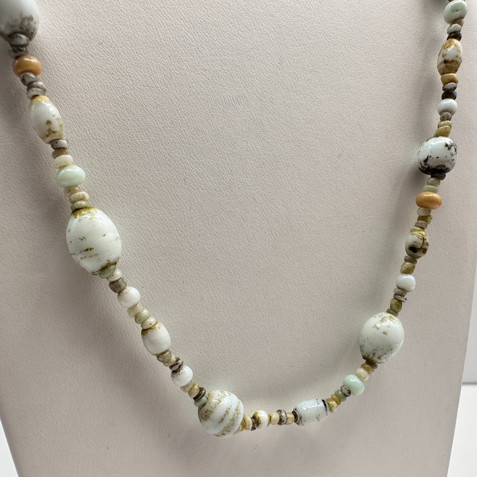 Vintage 90s Earth Tone Beaded Necklace Mixed Stone Boho Fashion Women's Jewelry - Thumbnail 6