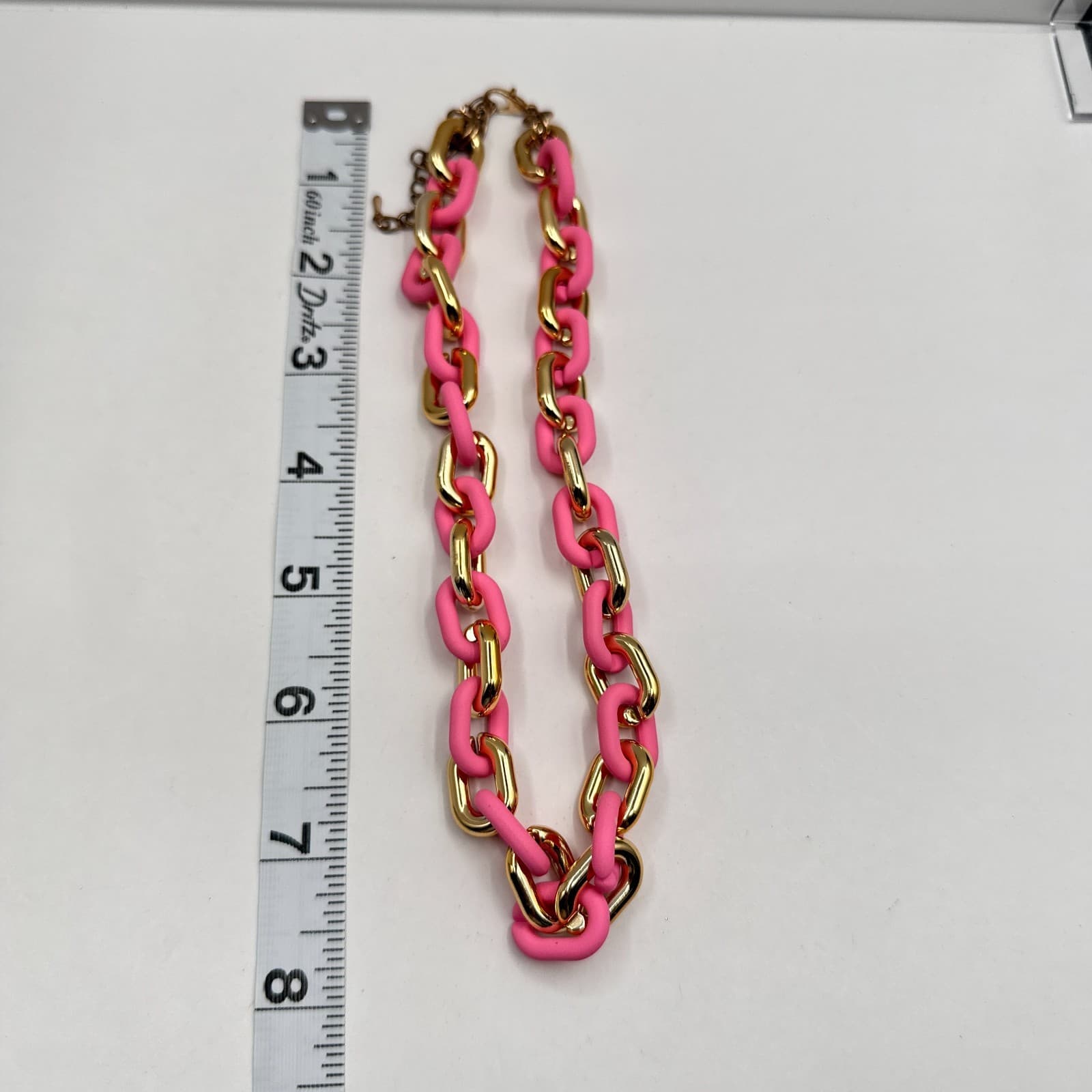 Modern Y2K Pink Gold Tone Chunky Link Chain Necklace Women's Jewelry - Thumbnail 10