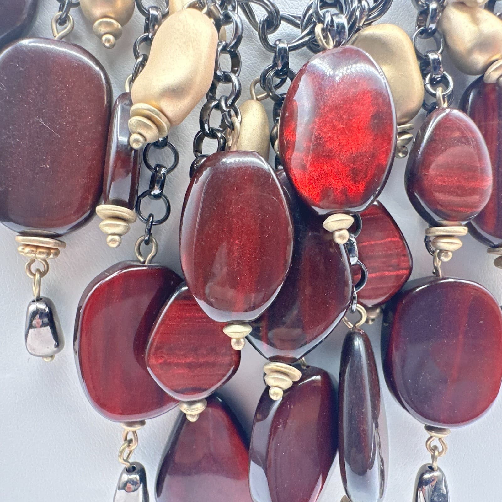 Vintage 90s Statement Chunky Bib Necklace Bold Boho Classic Women's Jewelry - Thumbnail 6